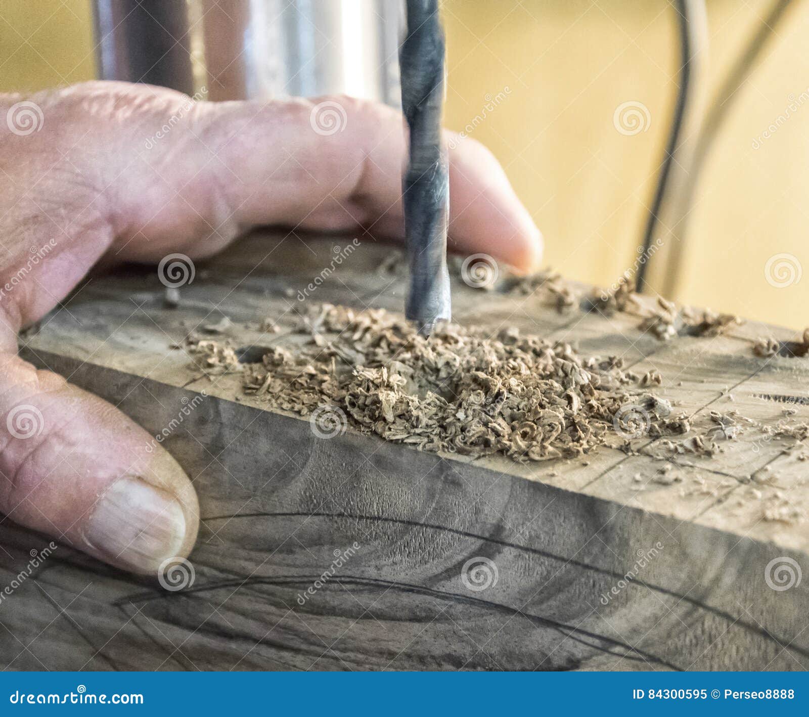 Joinery Drill Press on Wood Close Up. Stock Image Image of equipment