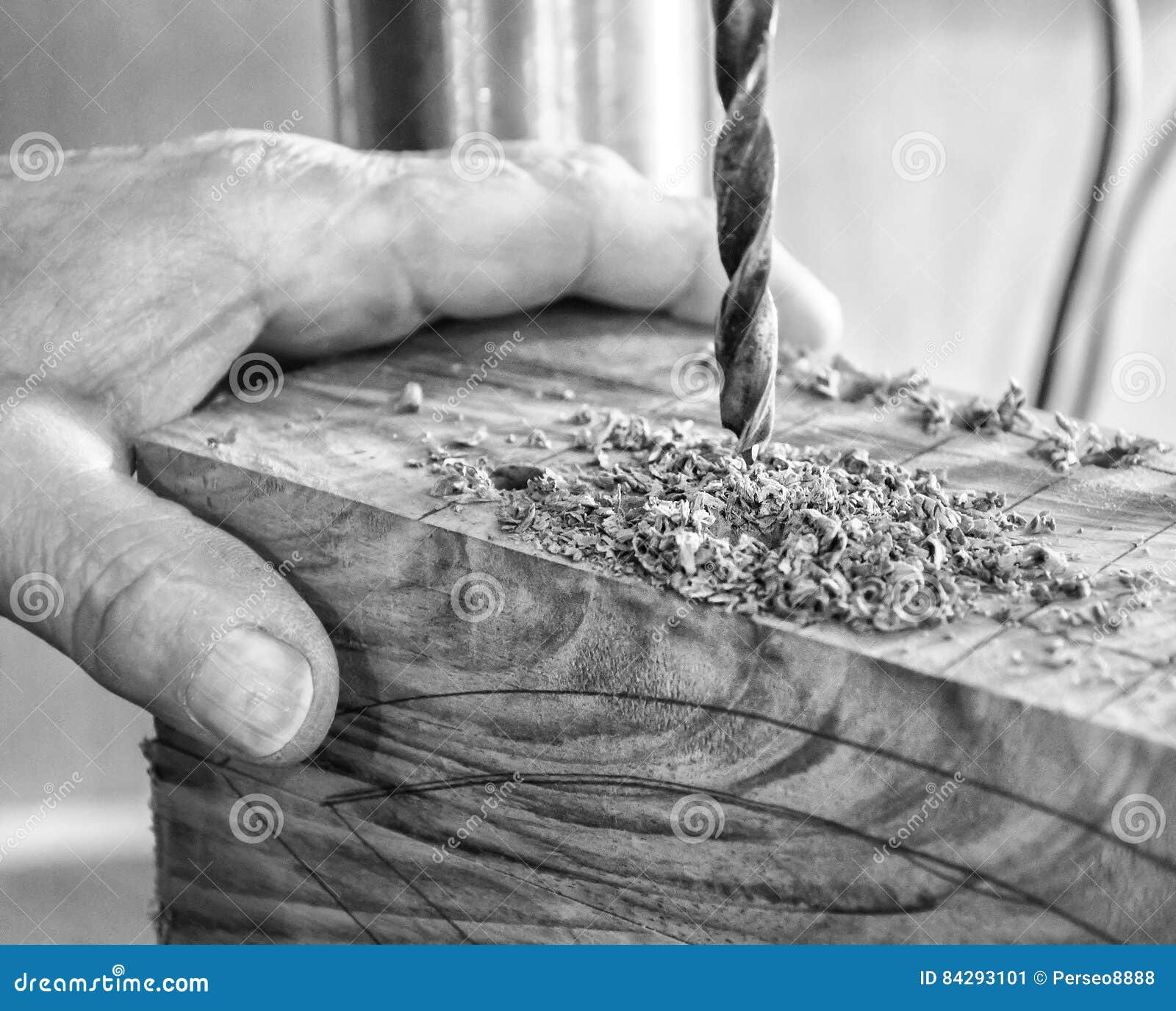 Joinery Drill Press on Wood Close Up. Stock Image Image of factory