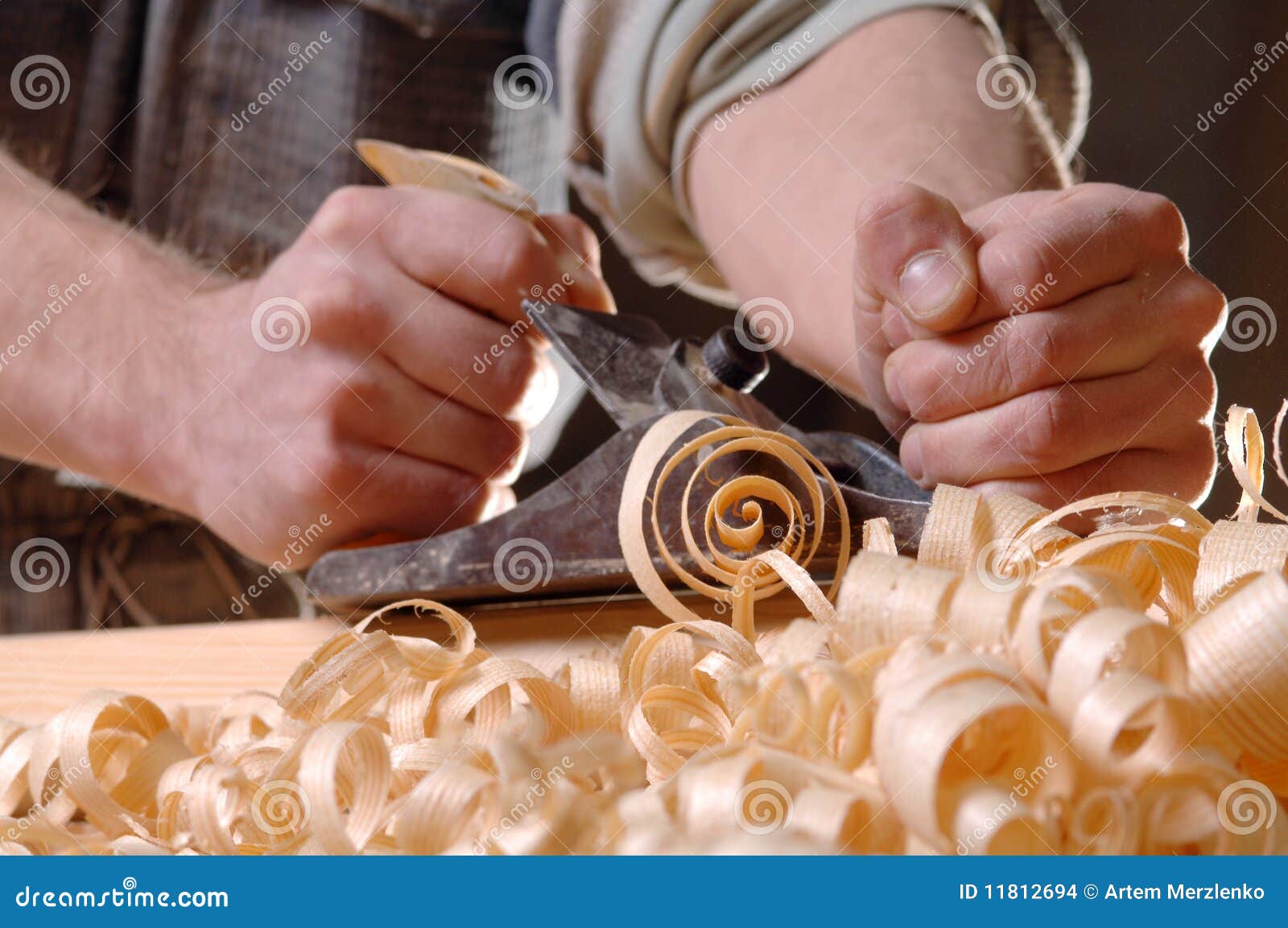 Joinery workshop with wood stock photo. Image of hand - 11812694
