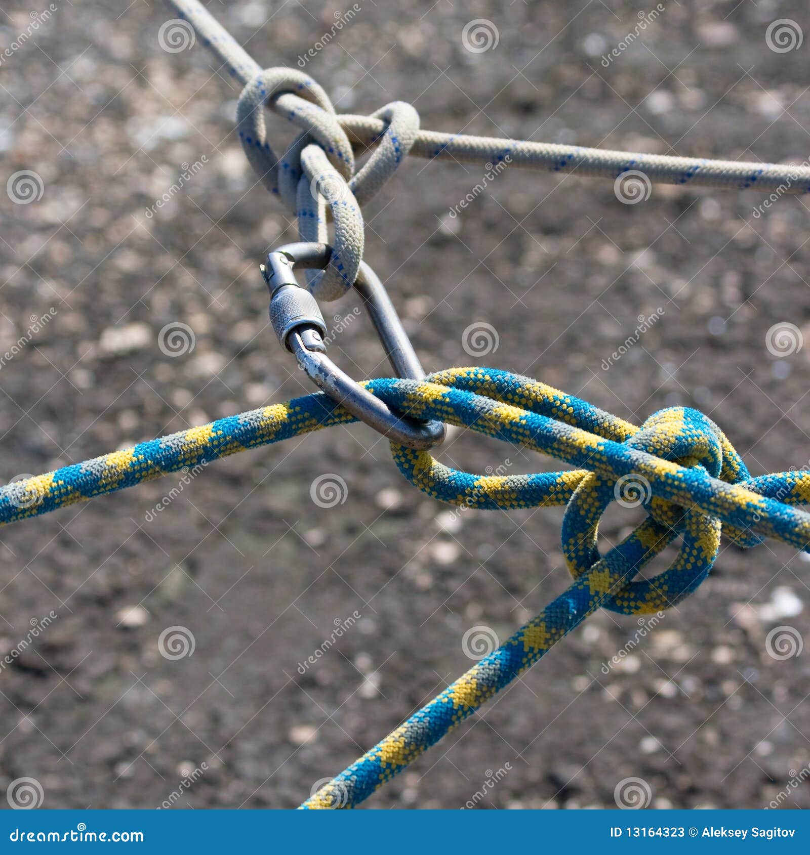 Joining Somewhat Ropes Carabine. Stock Image Image of peak, close