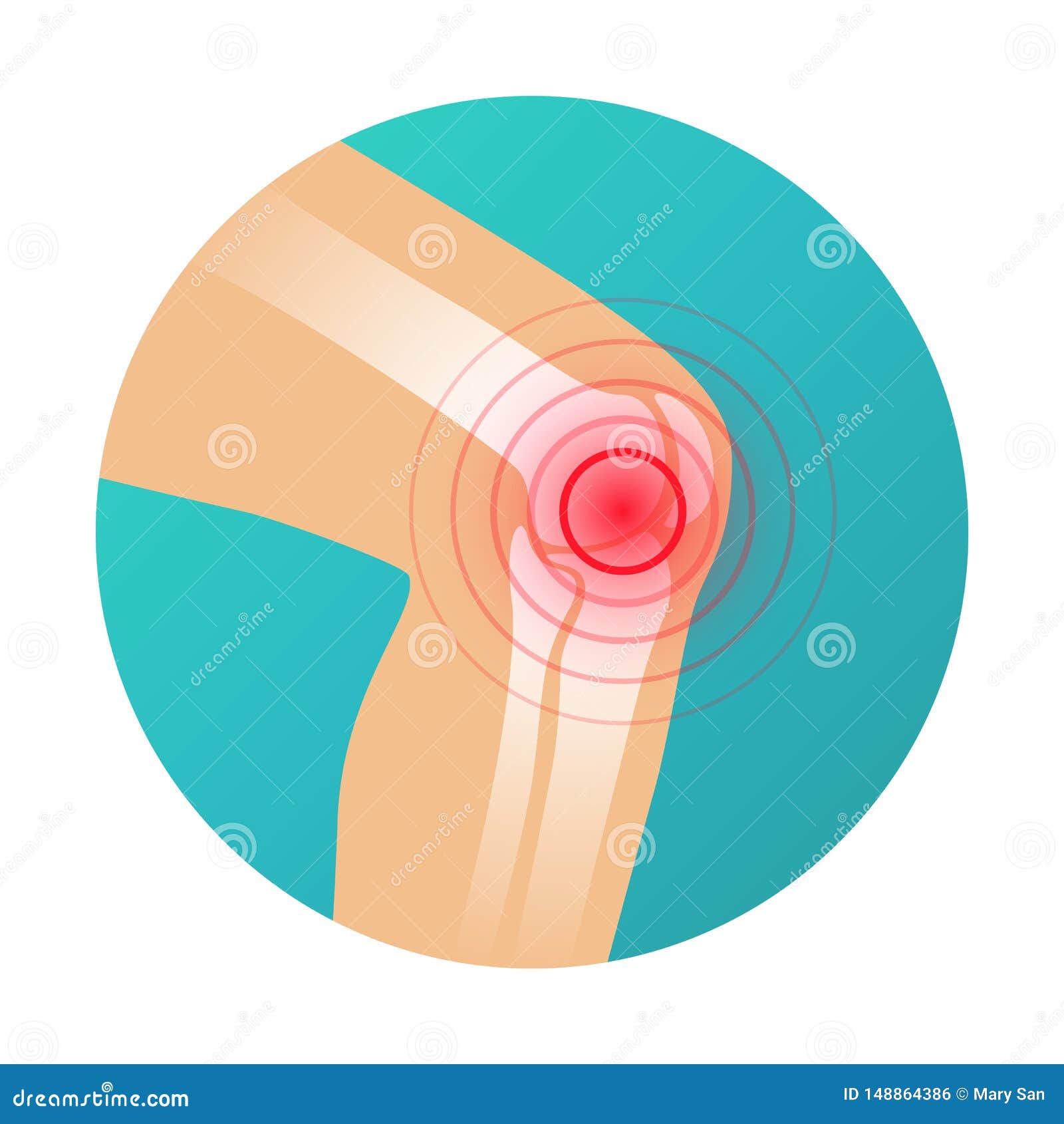 Joint Pain, Knee Pain Icon with Red Circle Pain Marker Vector