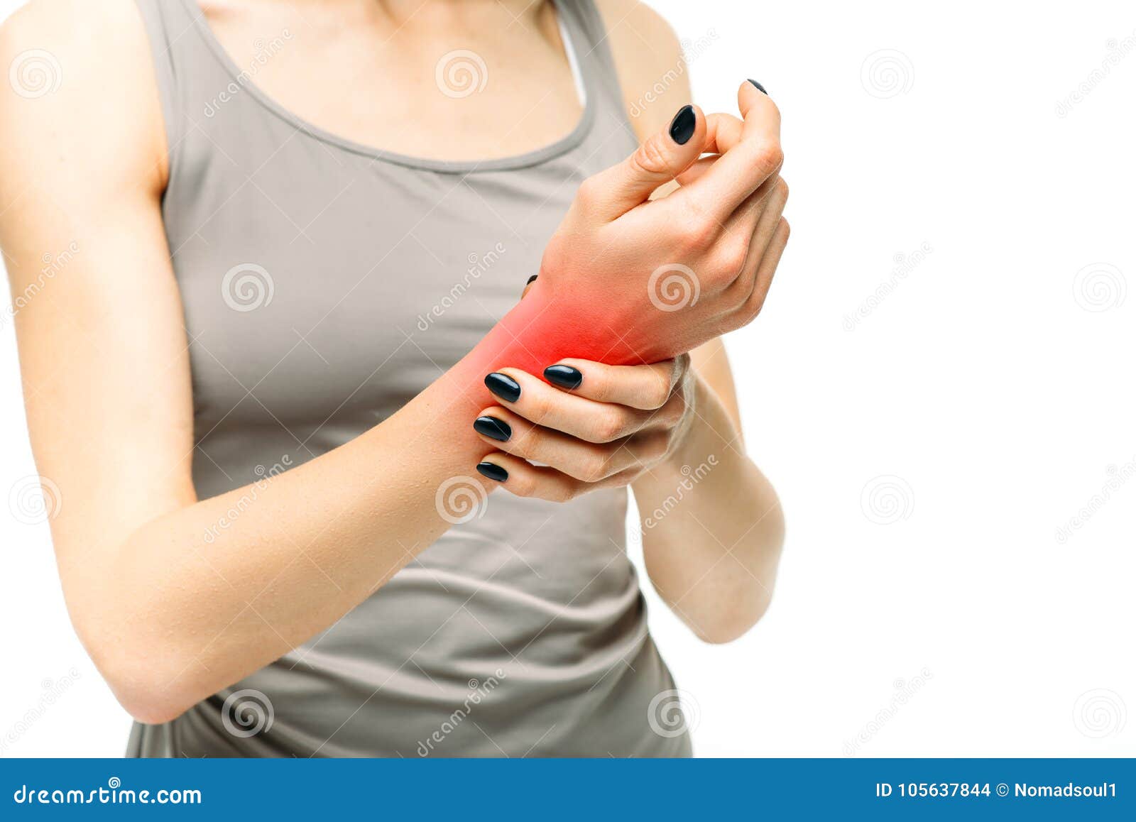 joint pain, painful woman with hand injury