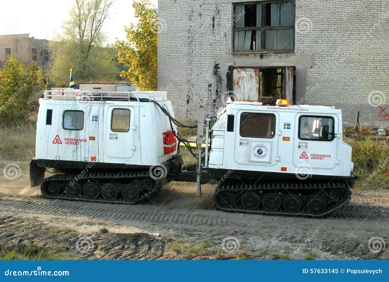 Yavorov, Ukraine - 10 October 2005. Jointed tracked carrier BV-206 perform a rescue mission