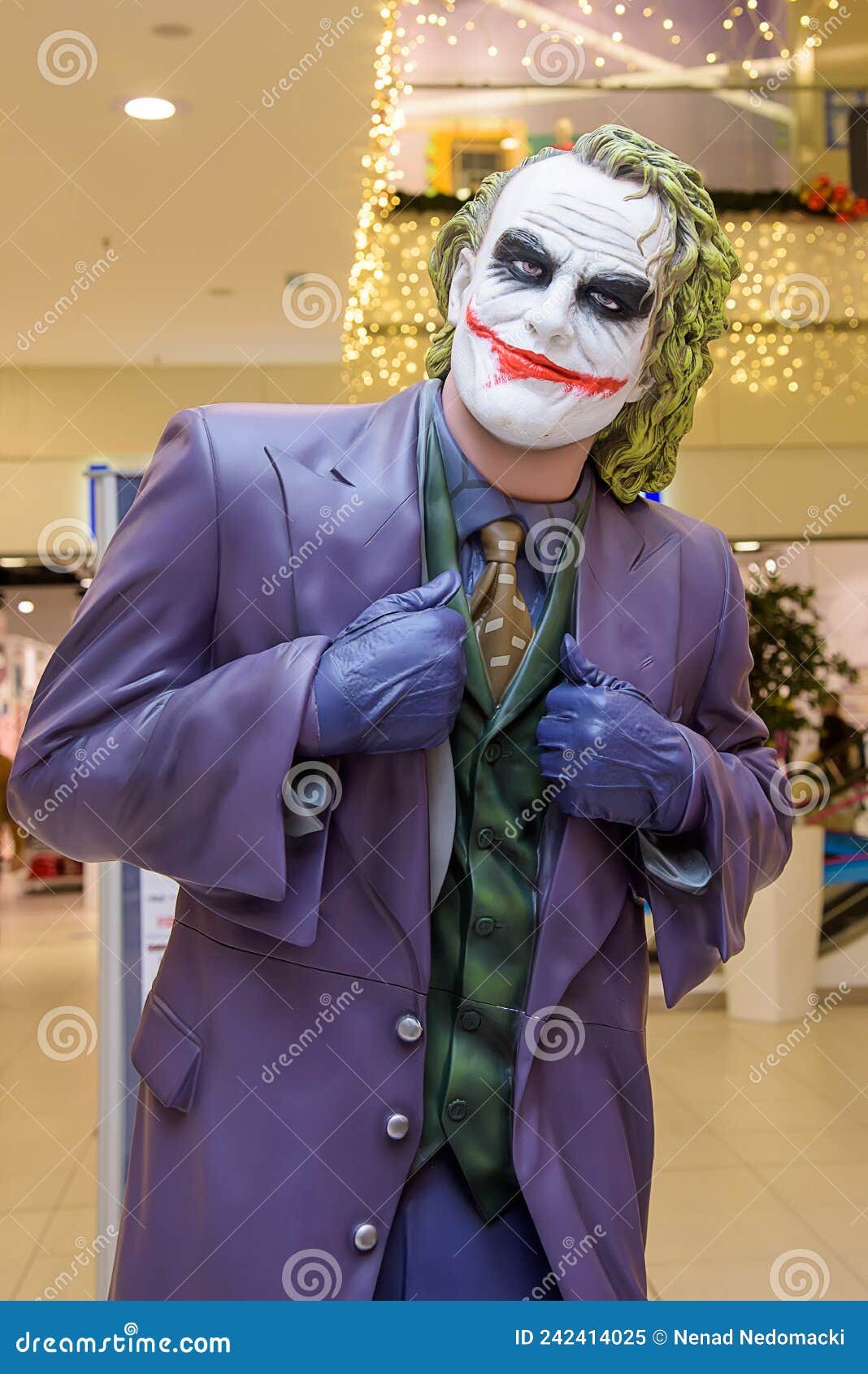 Joker in the BIG Shopping Center in Novi Sad. Batman Movie Character`s Name  is Joker Editorial Image - Image of heroes, head: 242414025