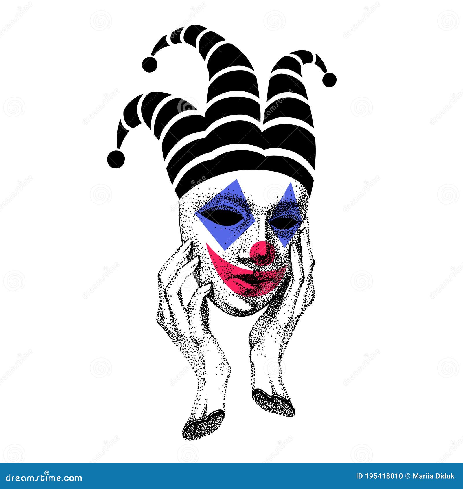 Joker. Sad Clown. Sad Smile. Drawing of the Face of a Circus Performer.  Mask of Lycidea, Lycimer, Trickster, Rogue Stock Vector - Illustration of  crime, person: 195418010
