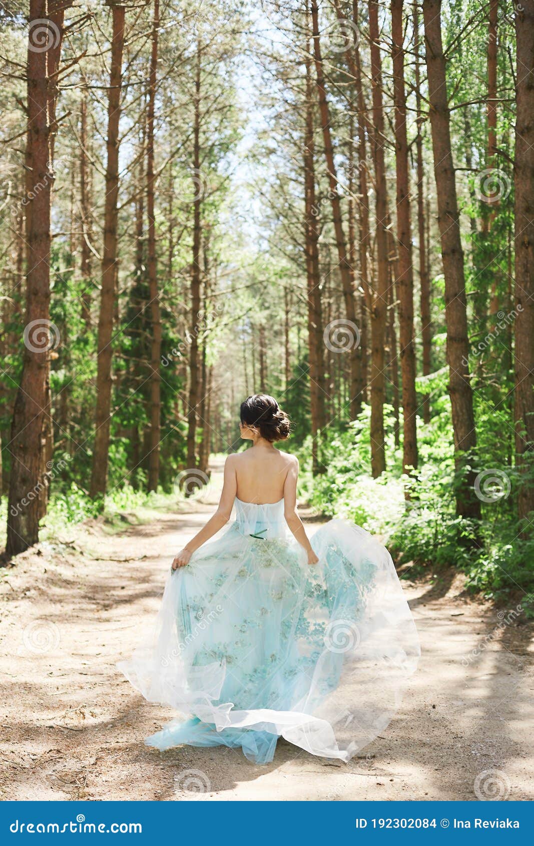 Jolie Femme Brune Dans Une Robe Longue Op rant Loin Dans La For t
