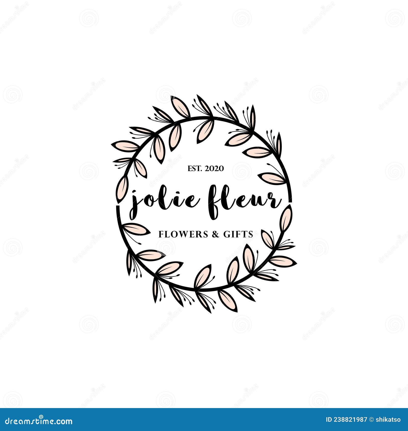 jolie fleur circle leaf flowers feminine  logo 