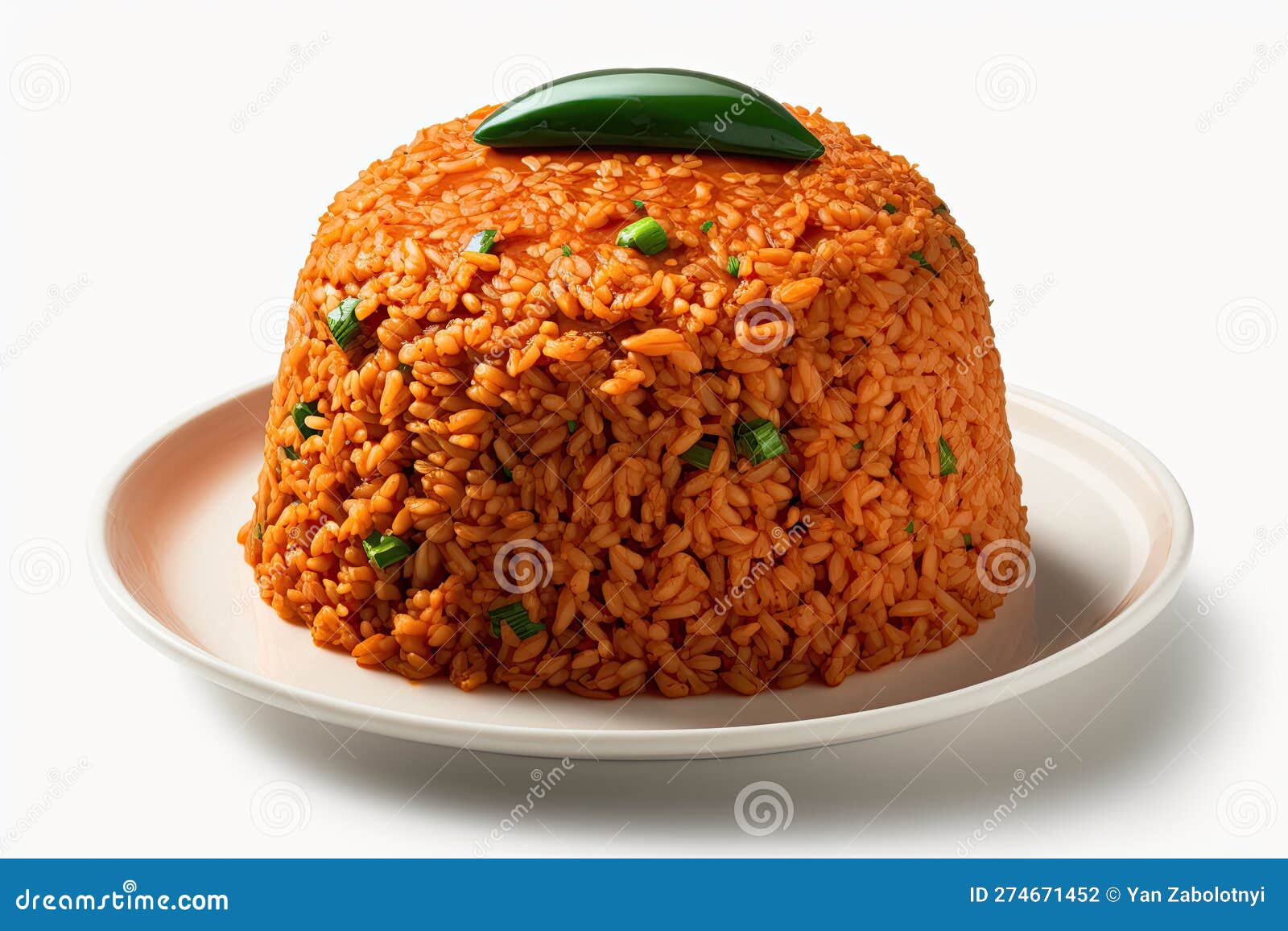Jollof Rice On A White Background. Generative AI Stock Photography