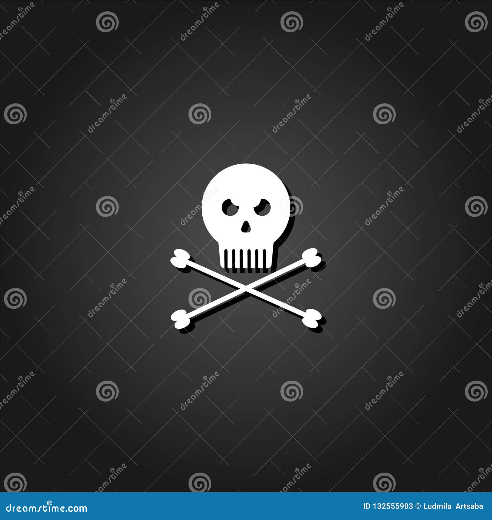 Jolly roger icon flat. stock vector. Illustration of horror - 132555903