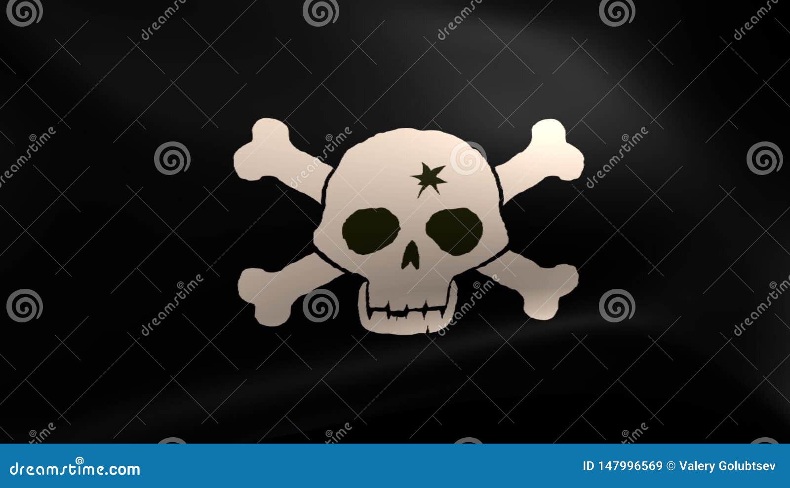 Jolly Roger Pirate Ship Flag. Seamless Looping Stock Video Video of