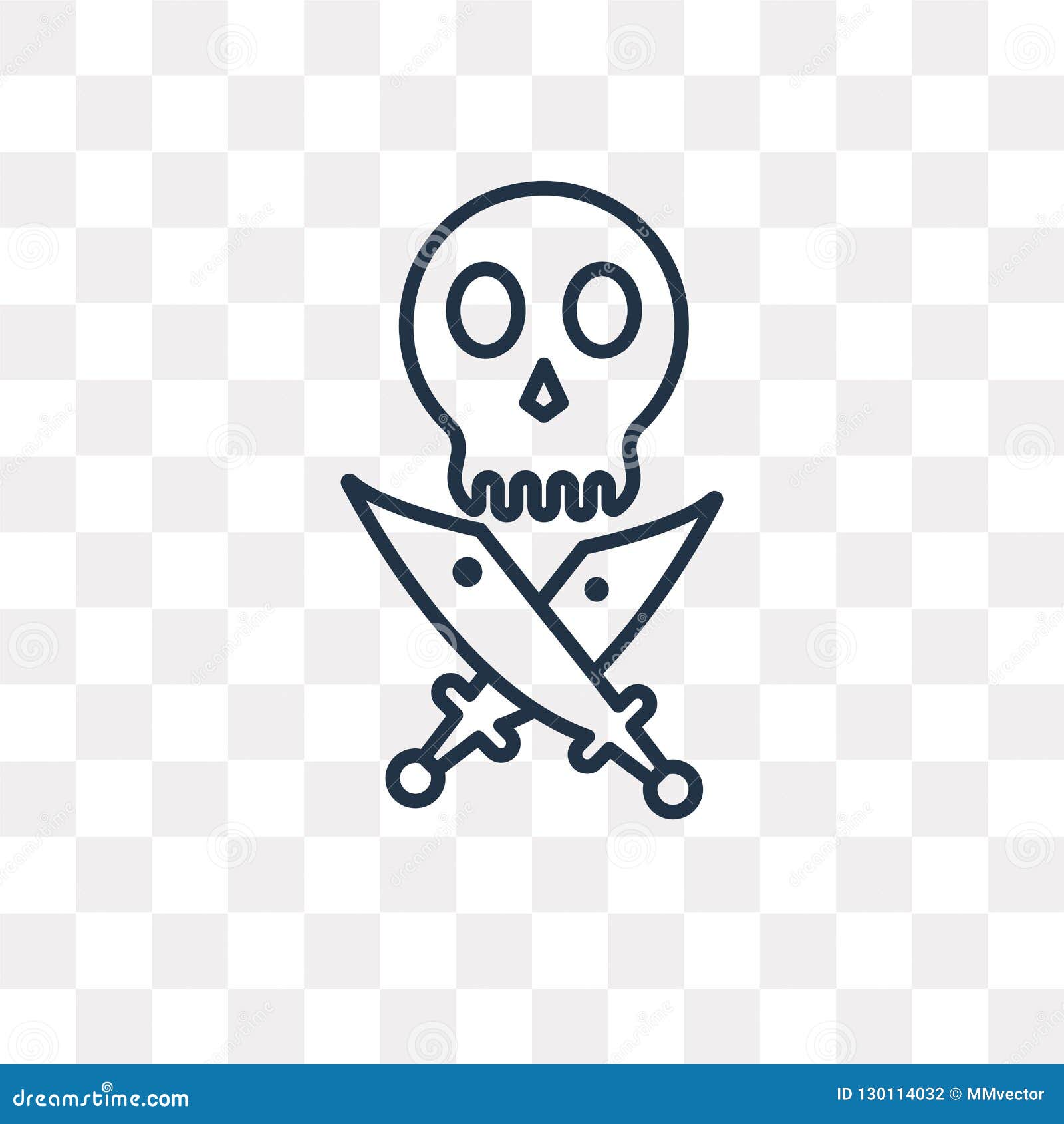 Jolly Roger Vector Icon Isolated On Transparent Background, Line Stock