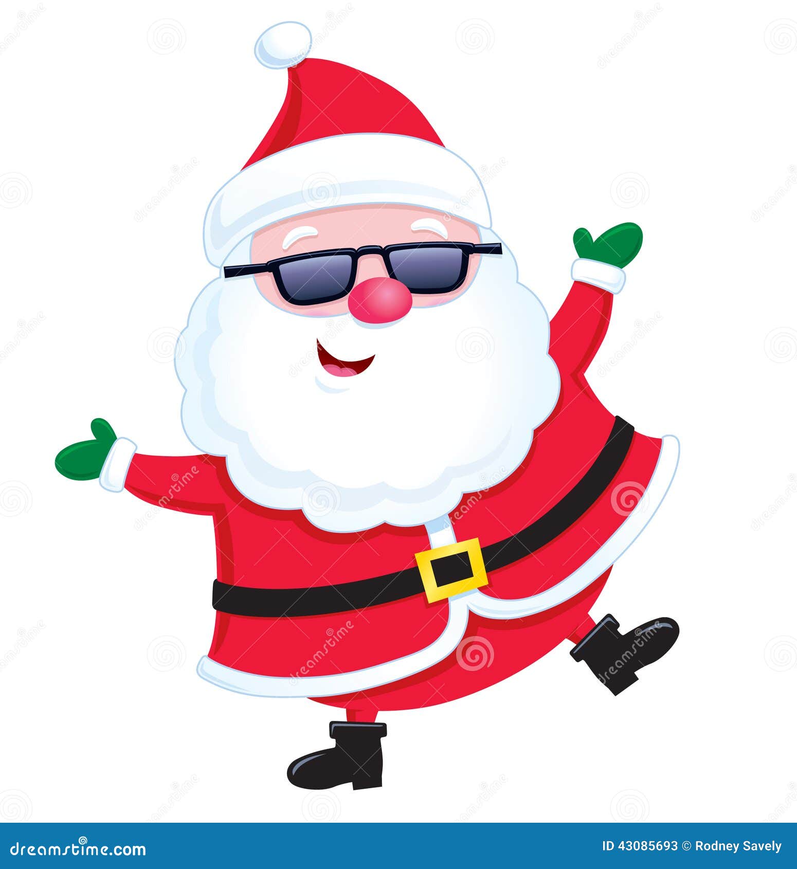 jolly santa claus wearing sunglasses