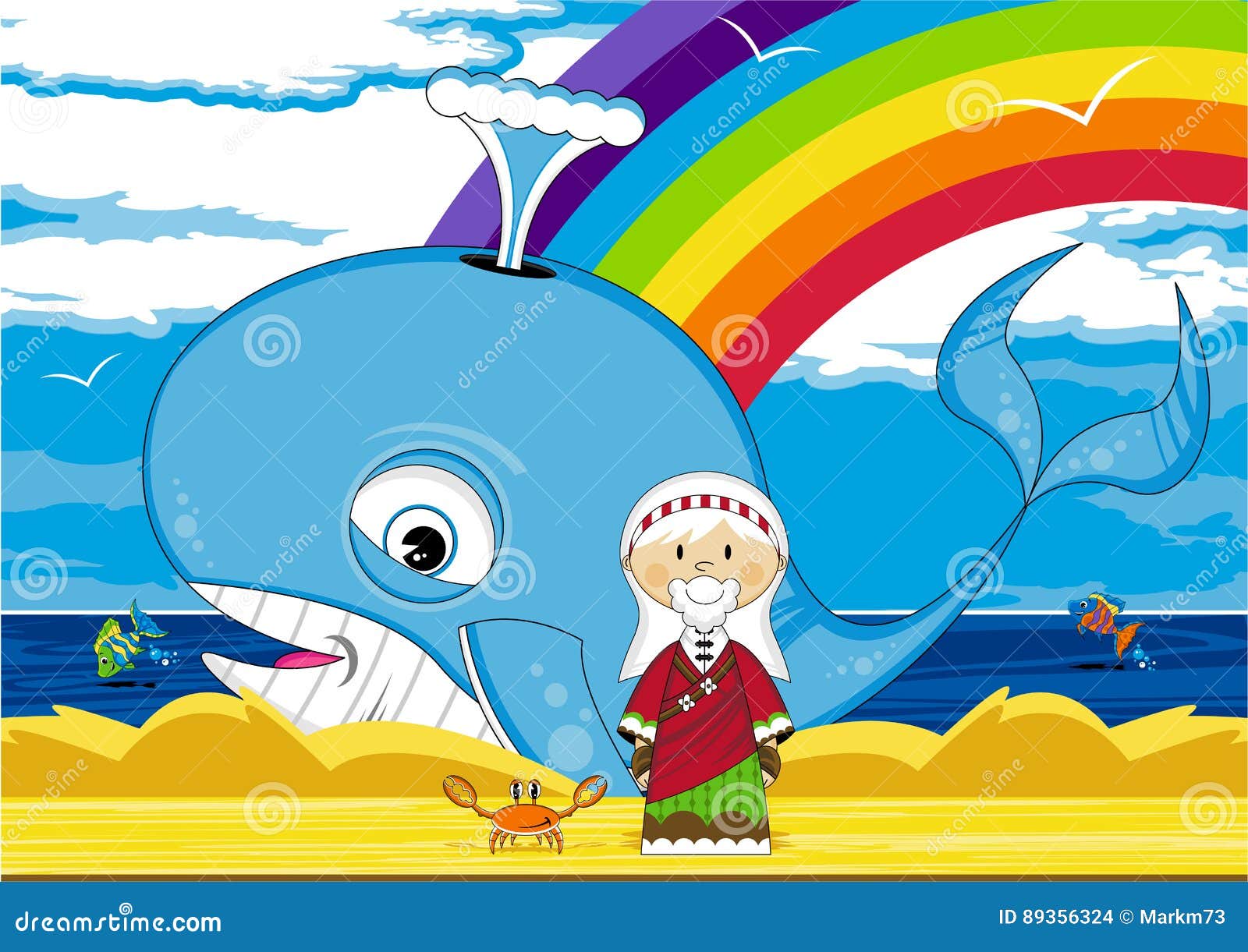Jonah and pink whale
