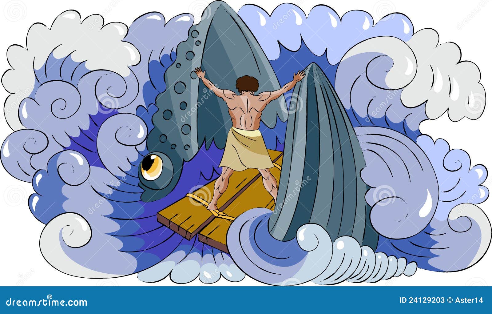 Jonas und Fische vektor abbildung. Illustration von prophet 24129203