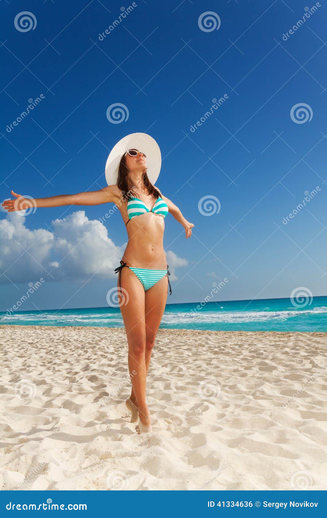 Jonge Vrouw in Bikini Op Het Strand Stock Foto Image of aantrekkelijk