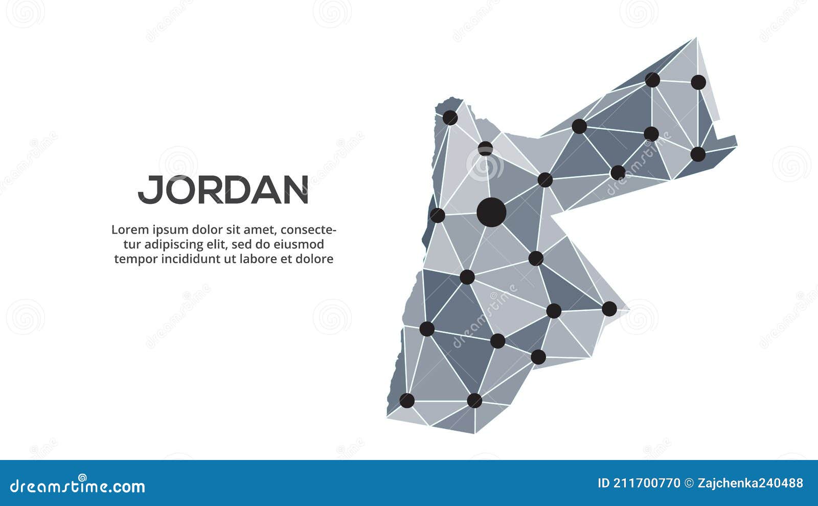 Jordan Communication Network Map. Vector Image of a Low Poly Global Map