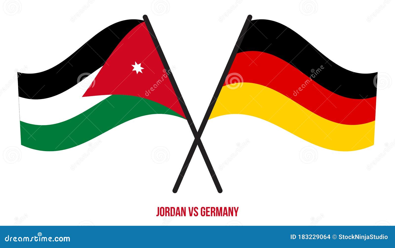 mixer Diktat reparatøren Jordan and Germany Flags Crossed and Waving Flat Style. Official  Proportion. Correct Colors Stock Vector - Illustration of conference, meet:  183229064