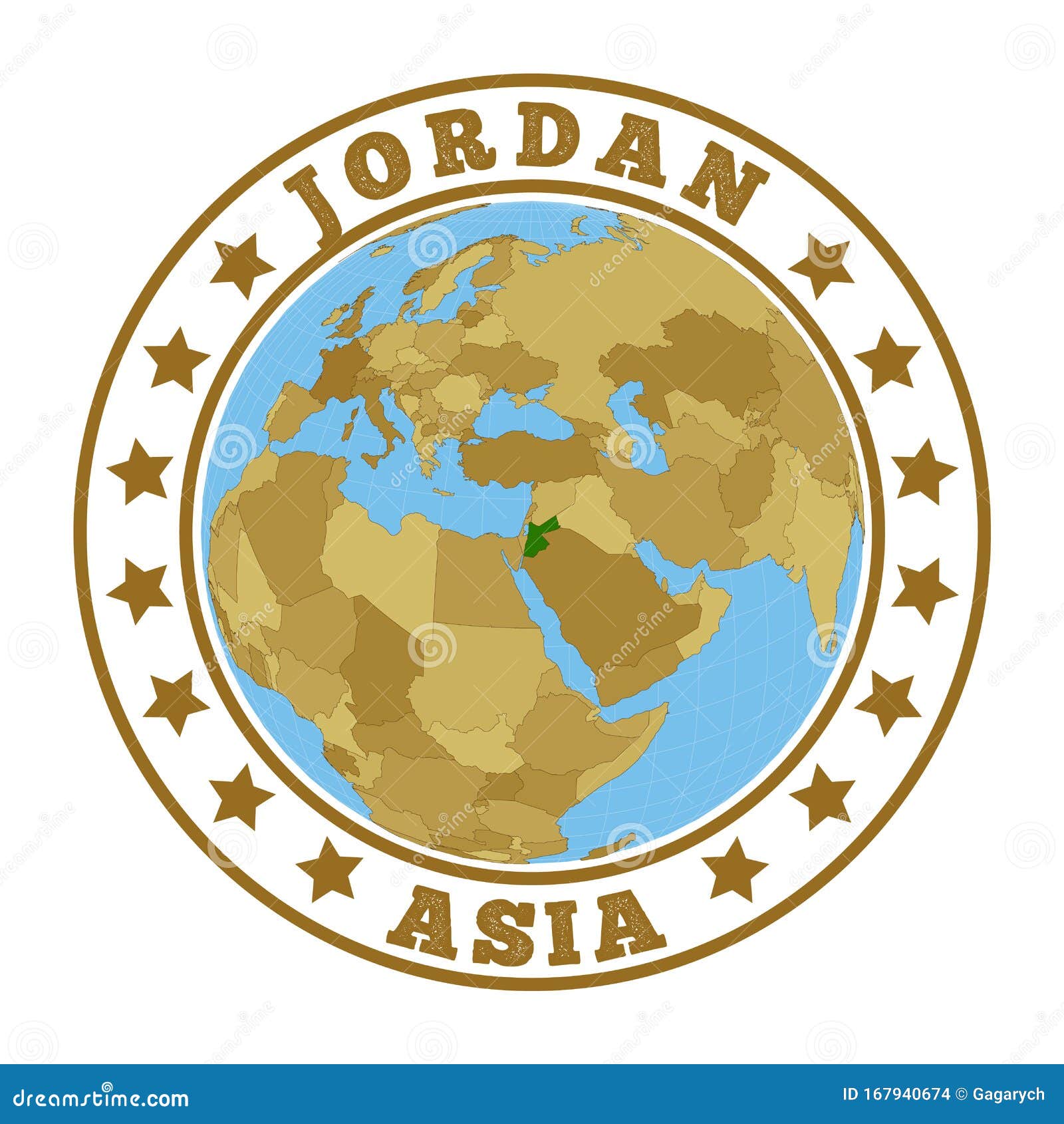 Made In Jordan Icon Stamp Sticker Vector Illustration Stock