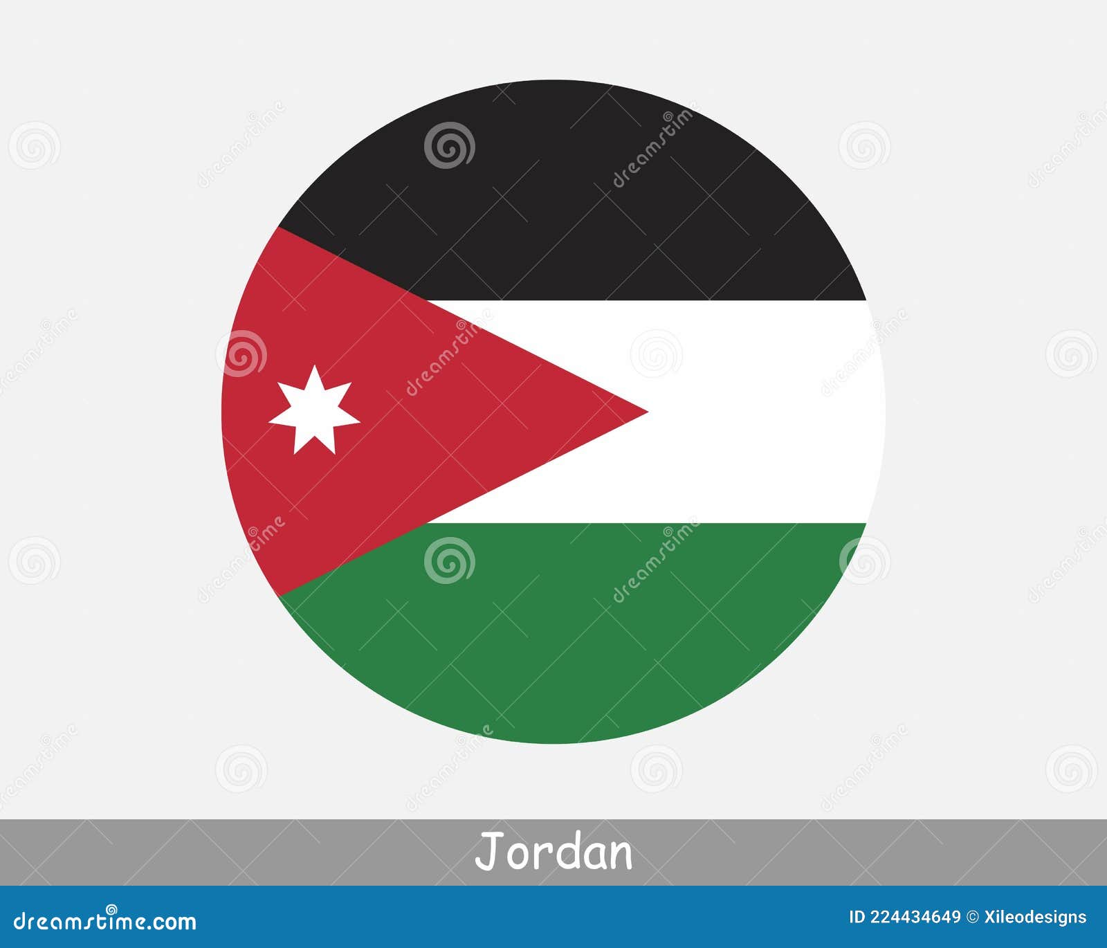 Jordan Round Circle Flag. Jordanian Circular Button Banner Icon Stock