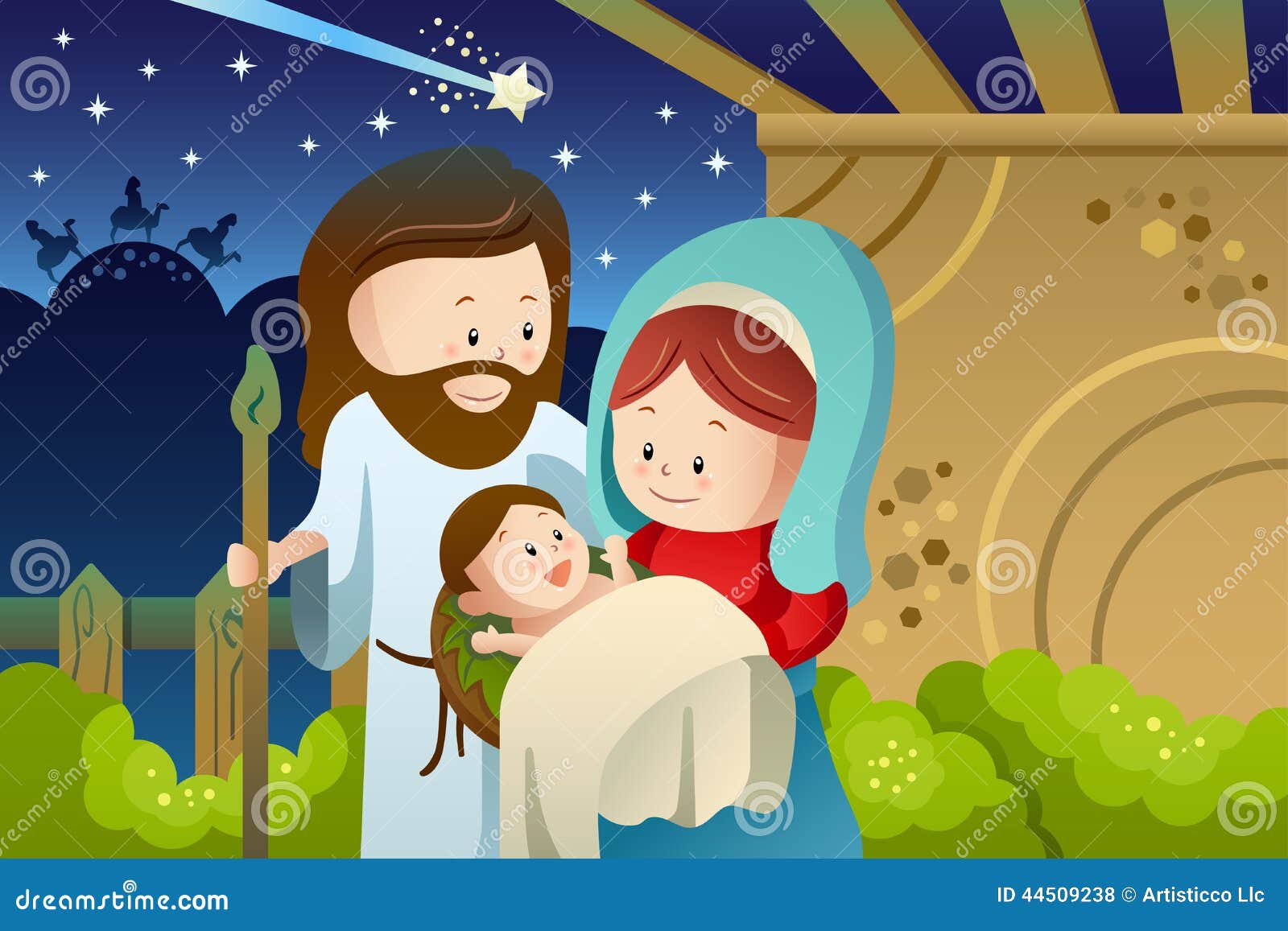 Joseph, Mary and Baby Jesus for Nativity Concept Stock Vector ...