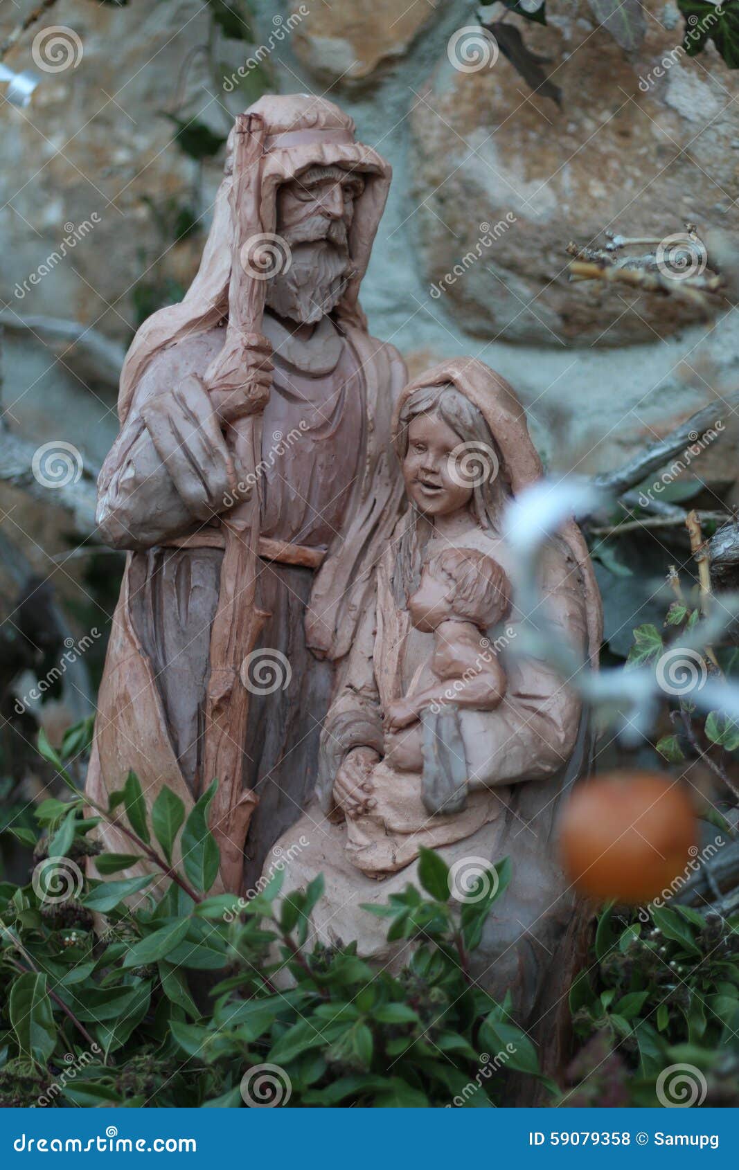 joseph mary and jesus wood statue