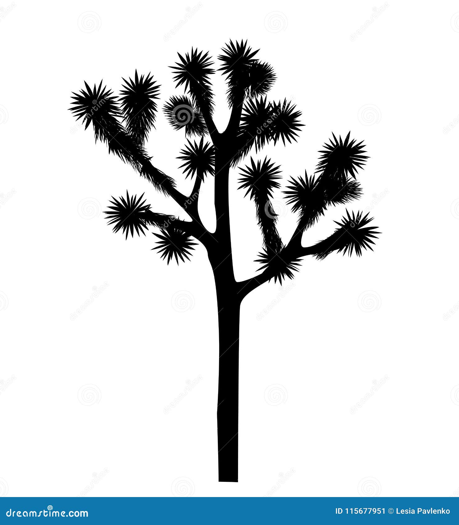 Joshua Tree Vector Isolated On White Background Stock Illustration