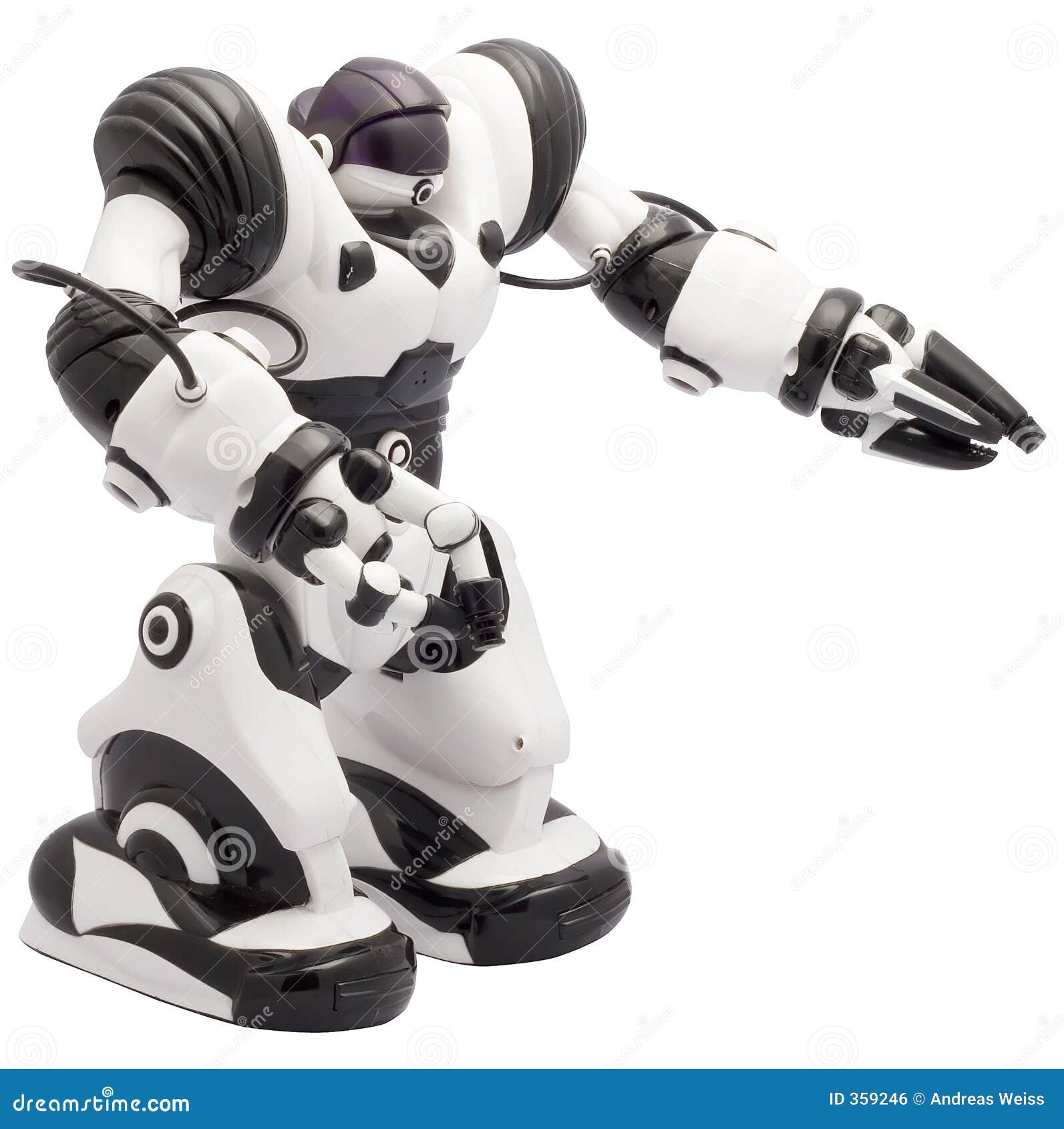 robot jouet noir et blanc