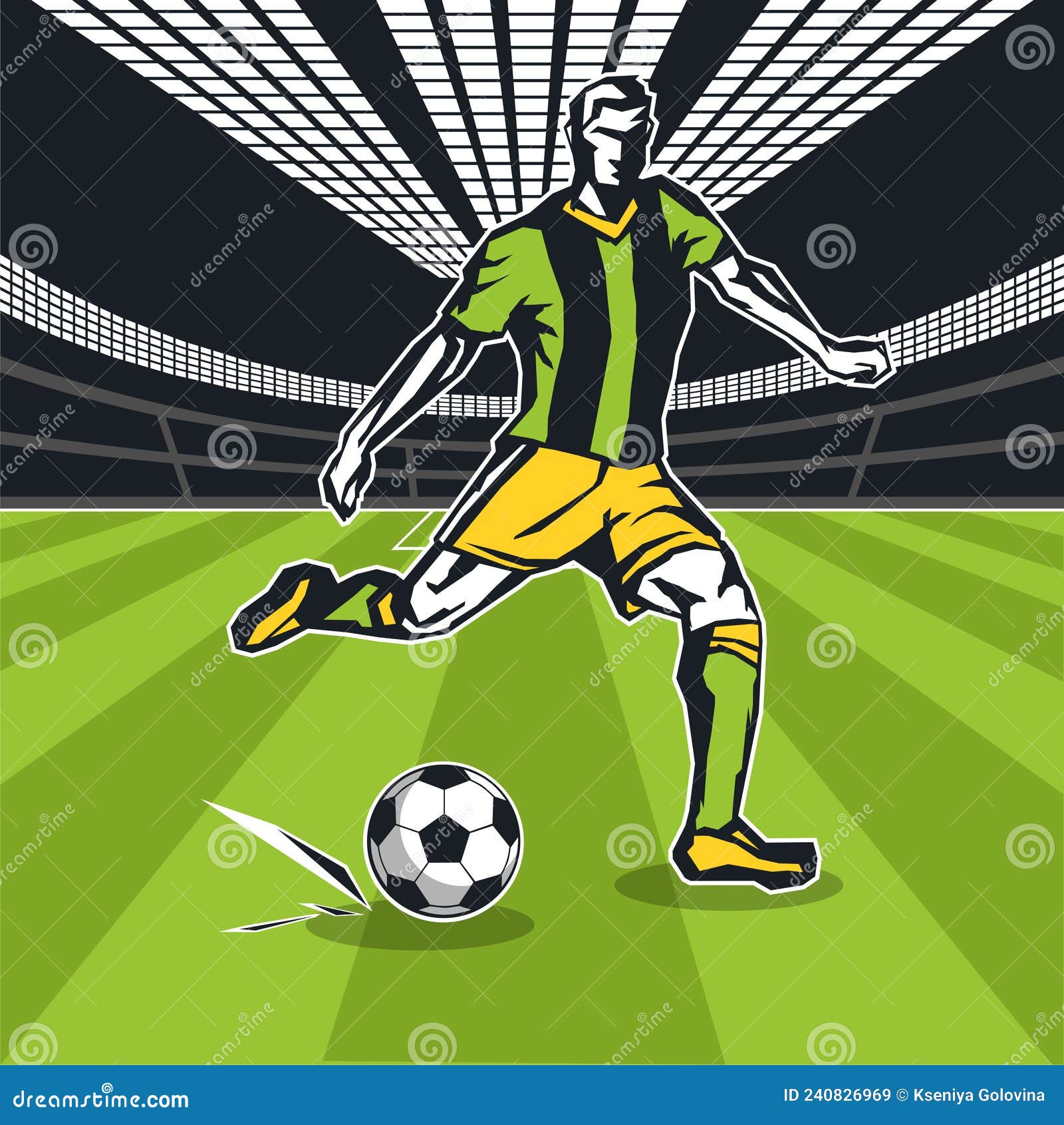 Dessin Terrain De Foot Avec Joueurs Joueur De Football Avec La Balle En Mouvement Sur Le Terrain De Football Illustration de Vecteur - Illustration du club, dessin: 240826969