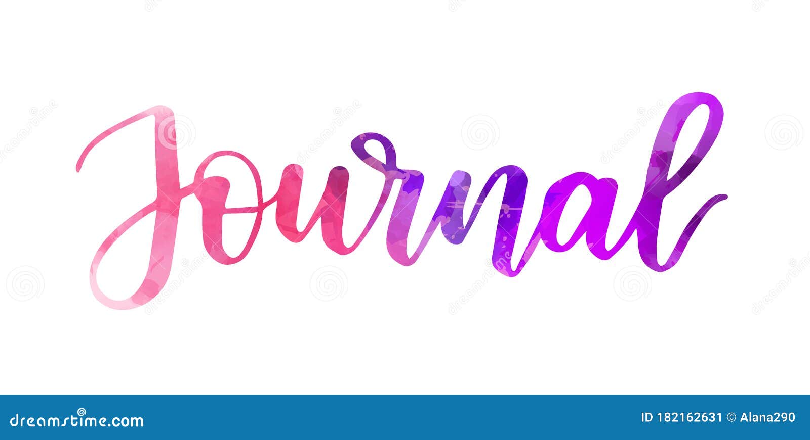 Journal - Watercolor Handwritten Lettering Stock Vector - Illustration
