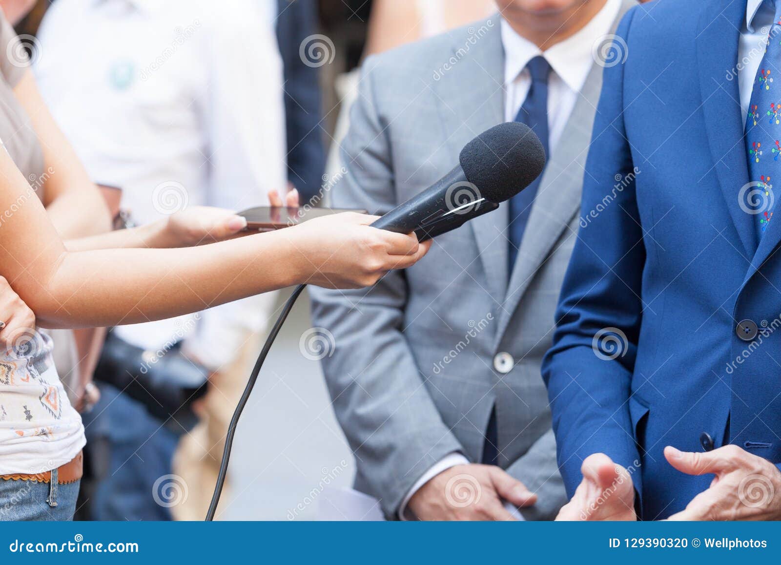 Journalists Making Media Interview With Business Person Or Politician