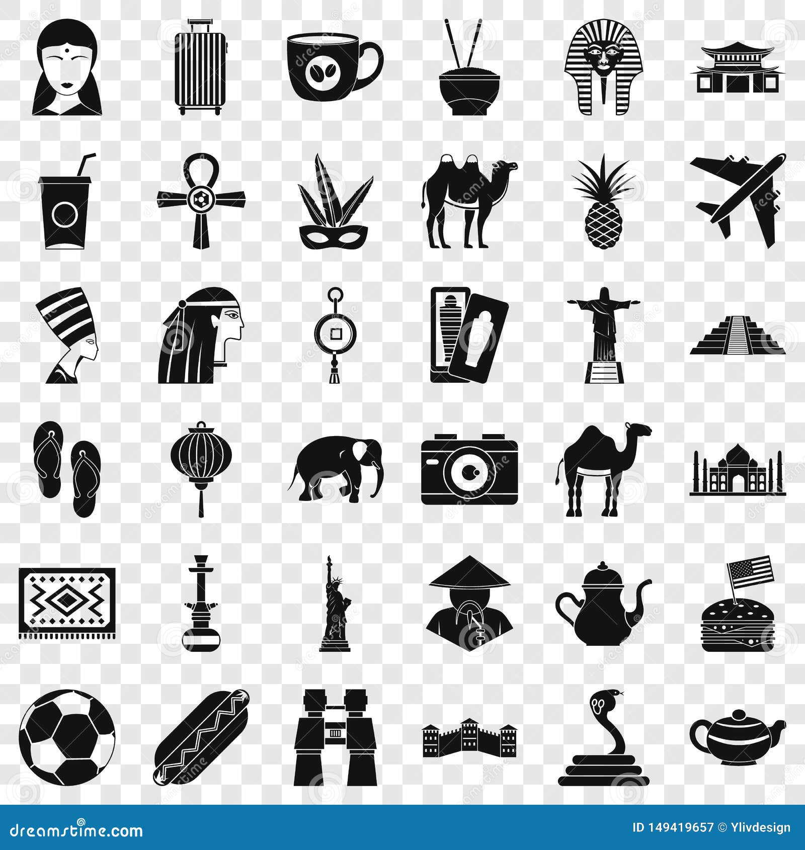 journey icons set, simple style