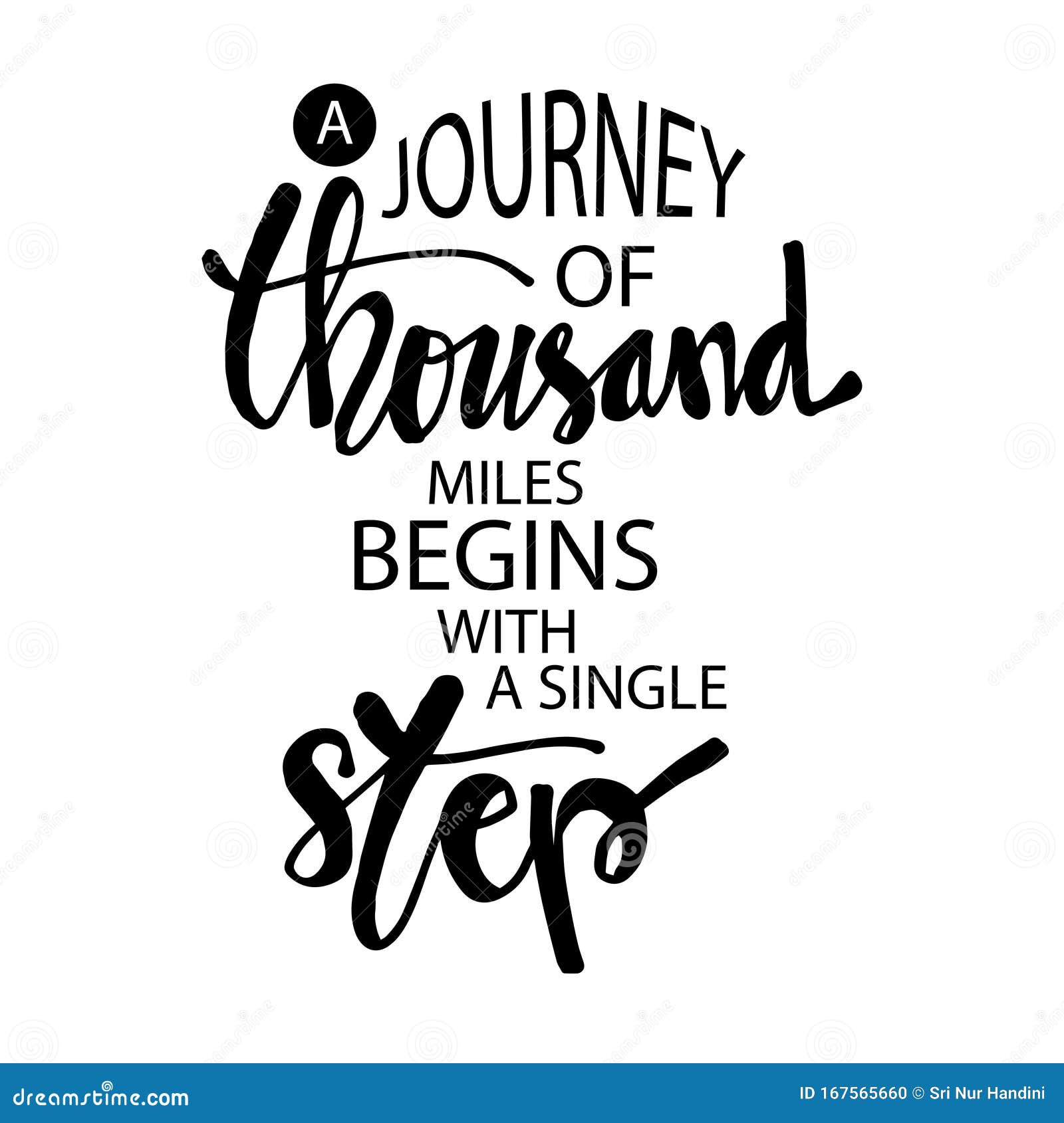 A Journey of a Thousand Miles Begins with a Single Step. Stock Vector