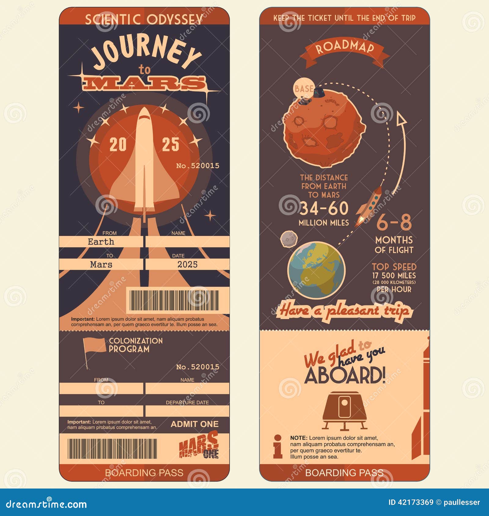 Download Journey To Mars Boarding Pass Stock Vector - Illustration ...