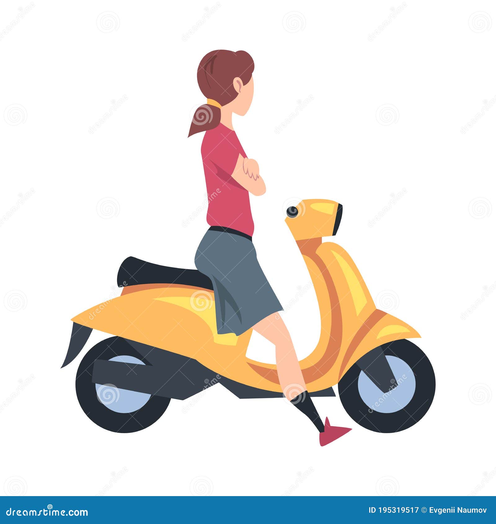 Conjunto de vetores de bicicleta, scooter e motos dos desenhos