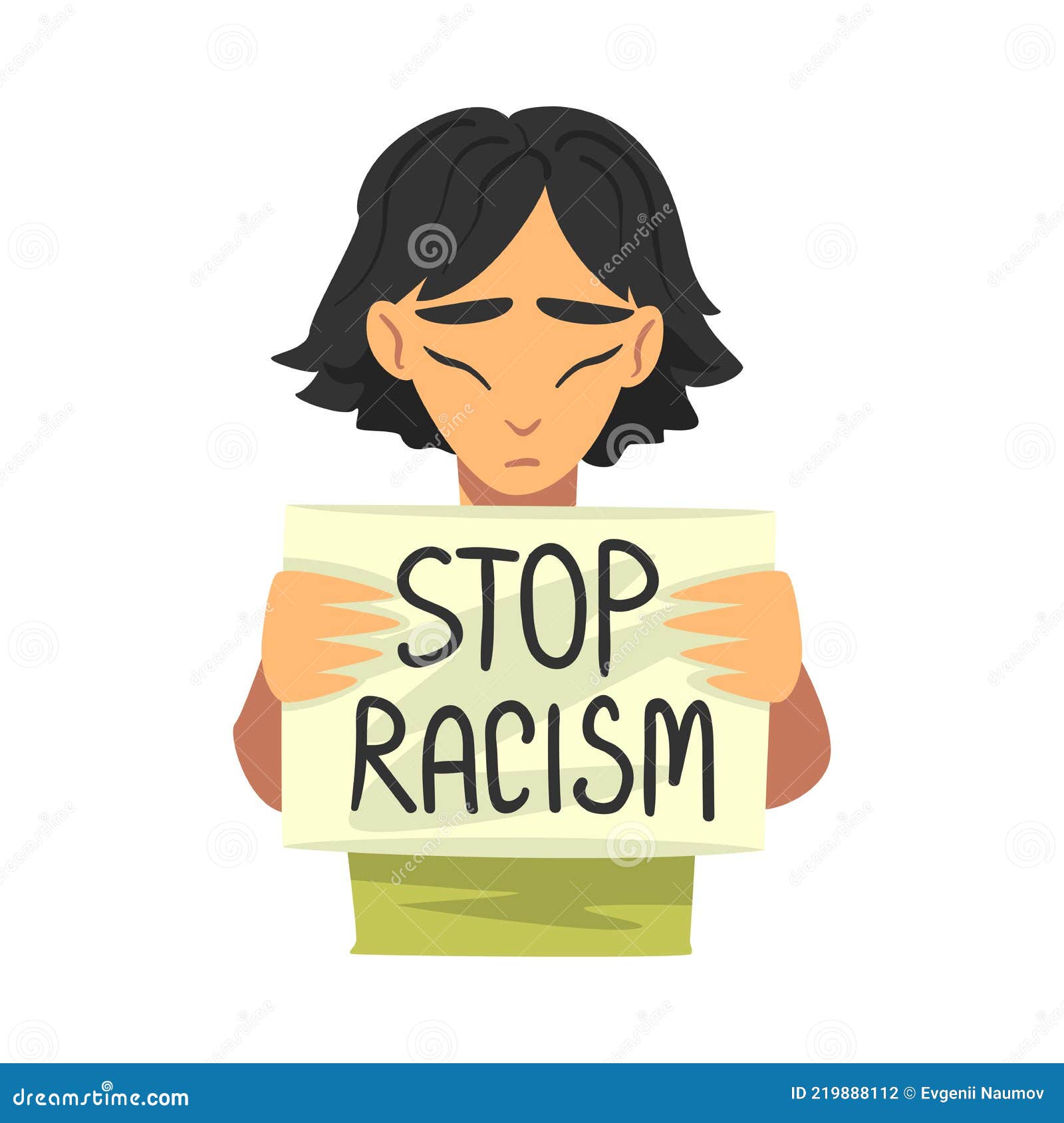Joven Asiática Sosteniendo Cartel Tablero Para Exigir Igualdad Mujer Lucha  Contra Problemas Sociales Vector De Dibujos Animados Ilustración del Vector  - Ilustración de racismo, muestra: 219888112