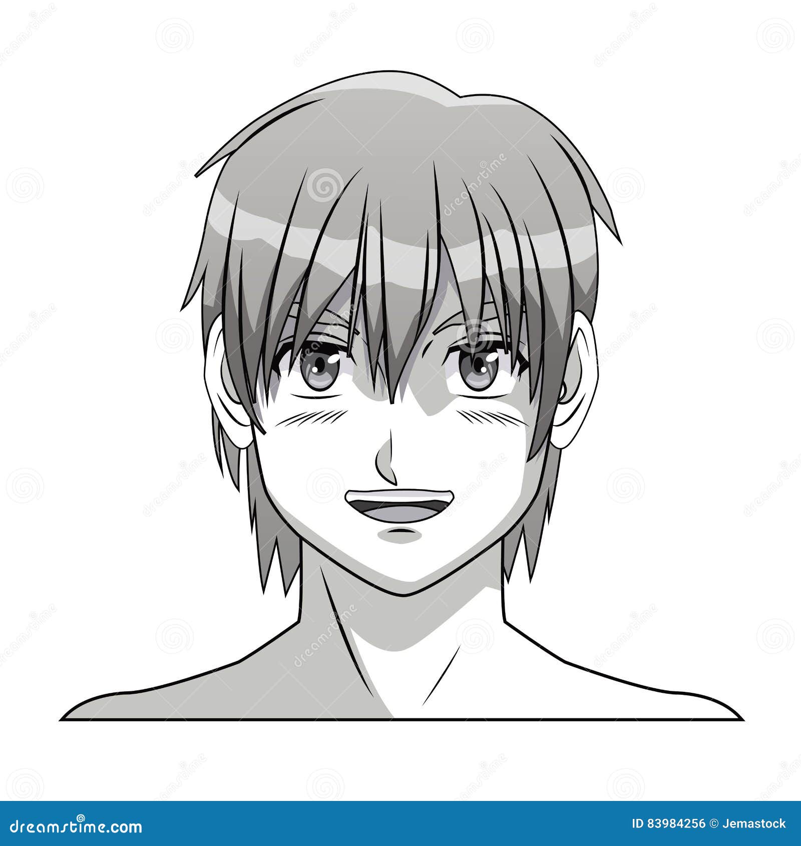 Jovem Homem Anime Estilo Personagem Vetor Ilustração Design Manga