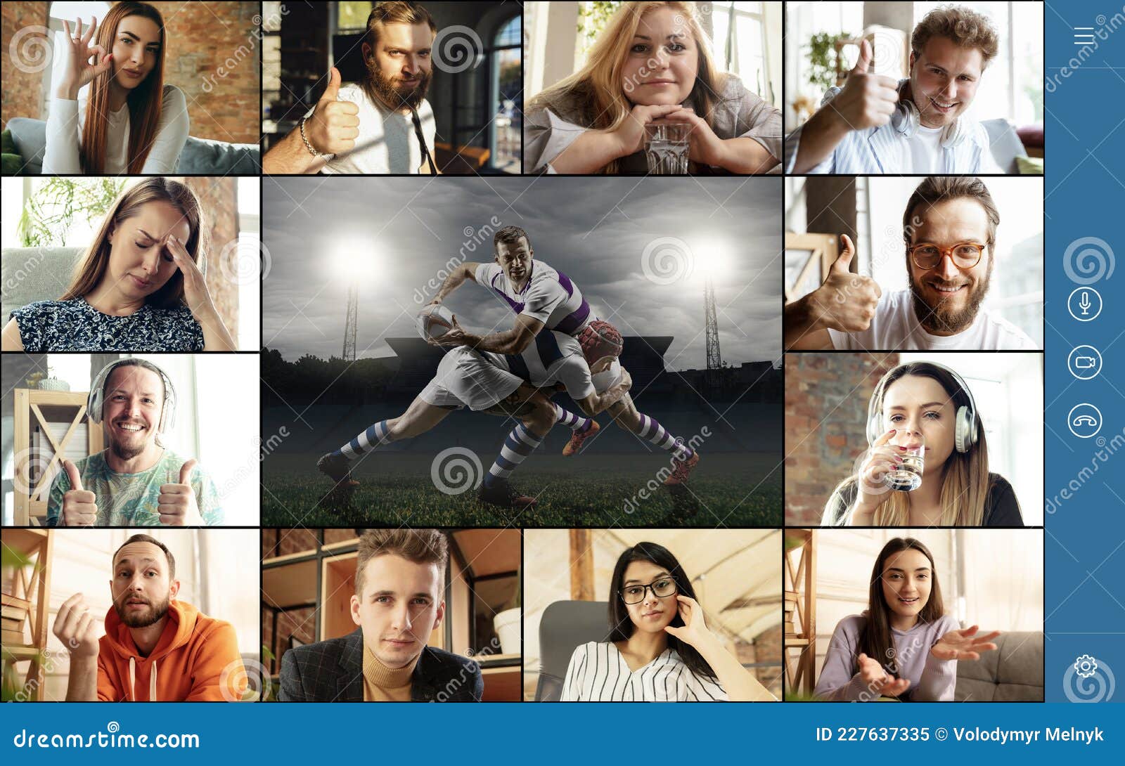 Jovens, Homens E Mulheres, Assistindo Ao Jogo De Futebol Online Através De  Videapp. Ecrã De Computador Portátil Pc Com Jogadores D Imagem de Stock -  Imagem de casa, digital: 227637335