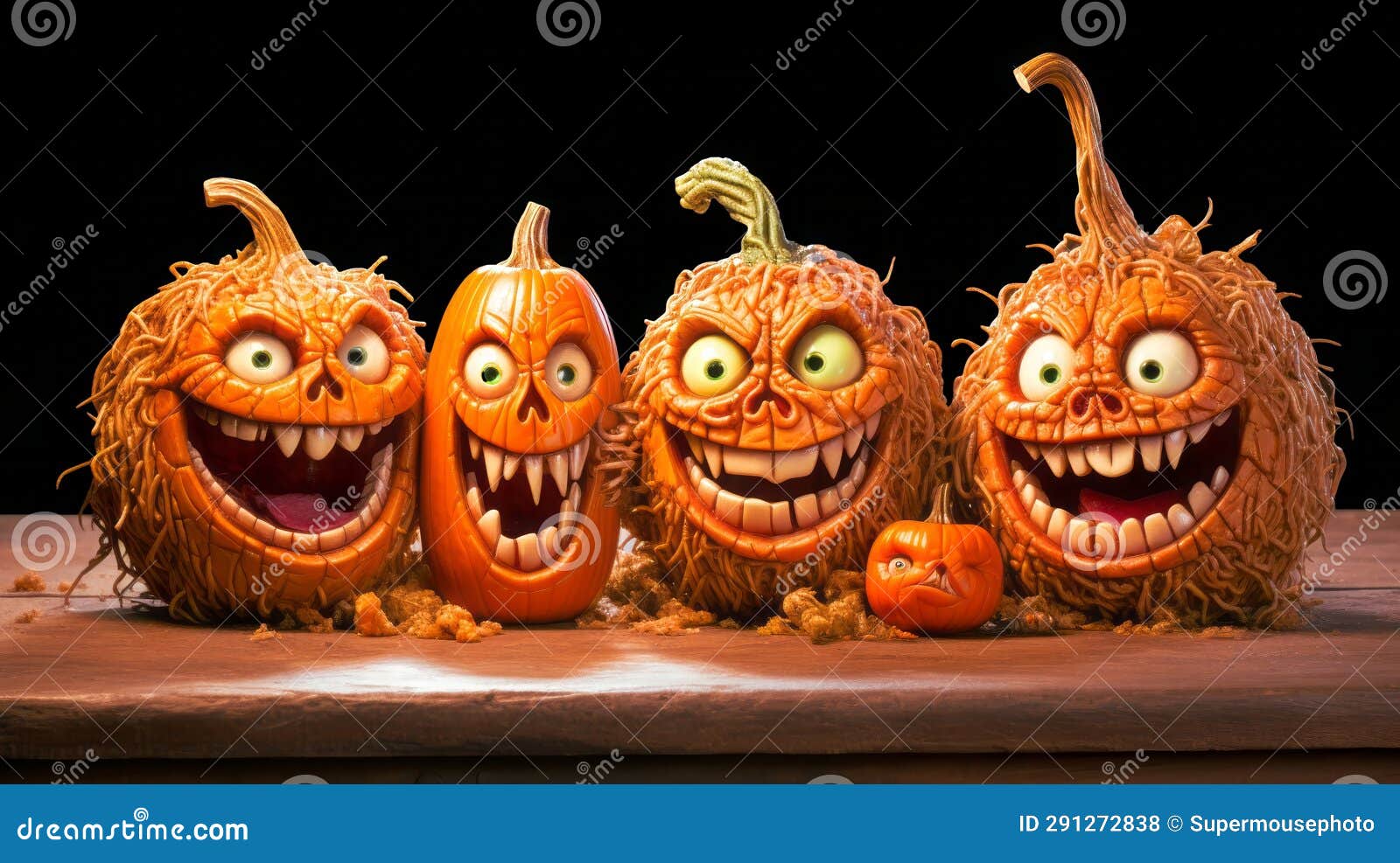Jovial and Menacing Pumpkins Share the Stage with Whimsical Creatures