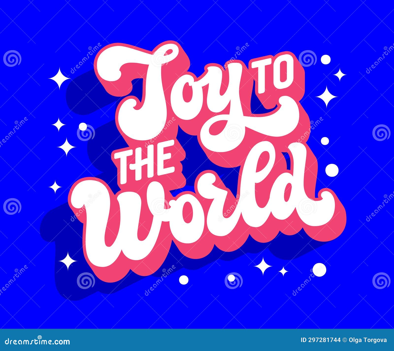 Joy To the World, Festive Modern Script Lettering Template for Christmas Occasions. Isolated 