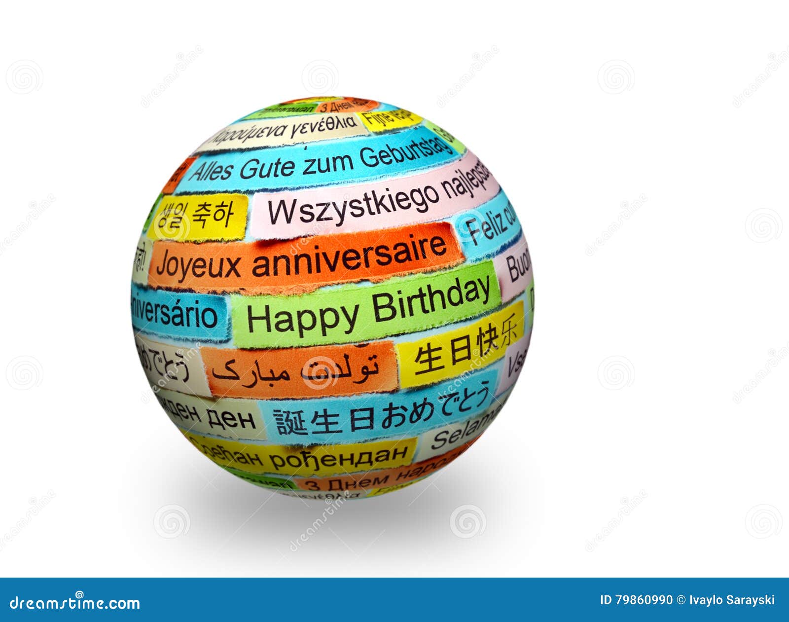 Joyeux Anniversaire Dans Differentes Langues Sur La Sphere 3d Photo Stock Image Du Anniversaire Datte