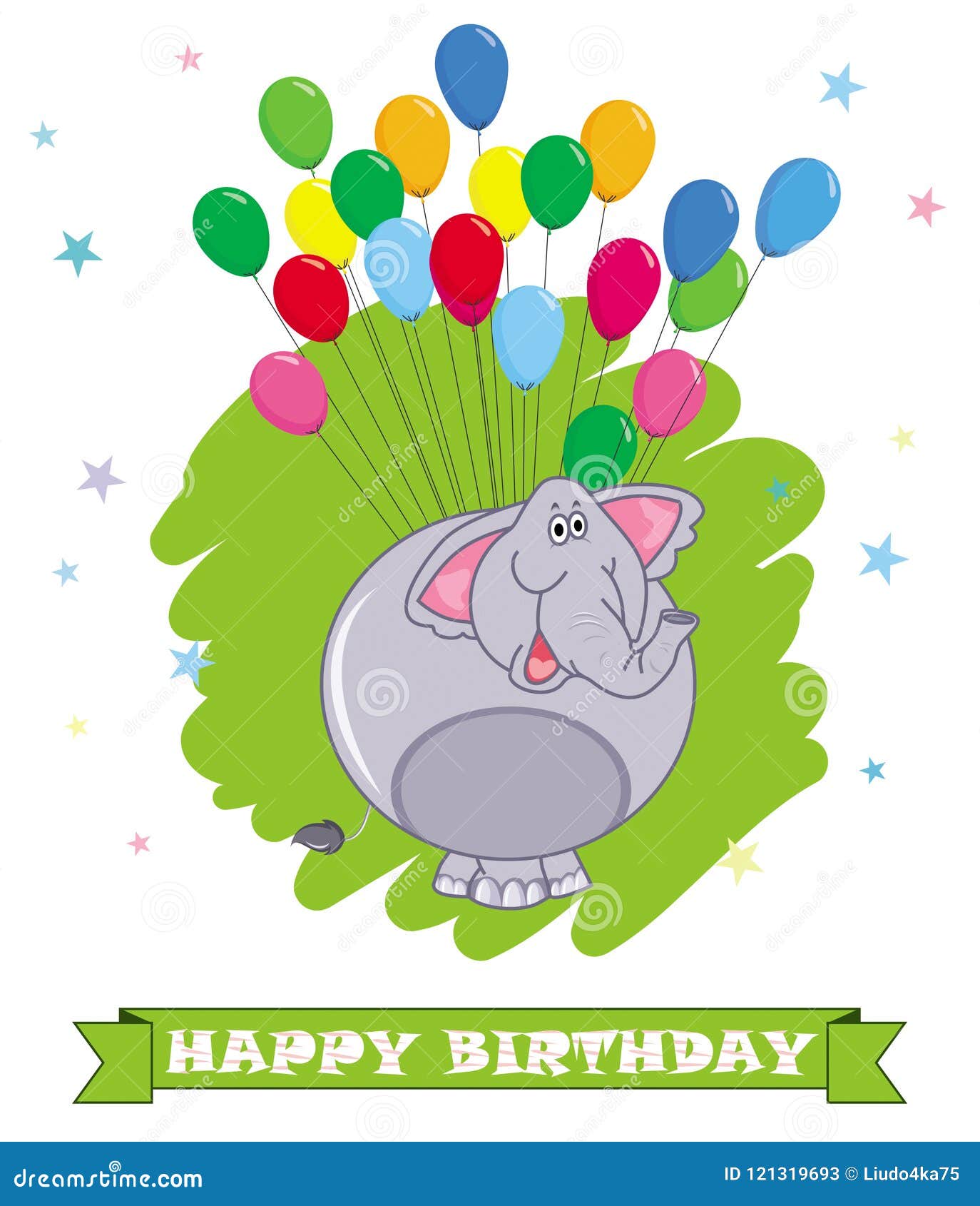 Joyeux Anniversaire De Carte Elephant De Dessin Anime Backgro Colore De Ballons Illustration Stock Illustration Du Animal Rose