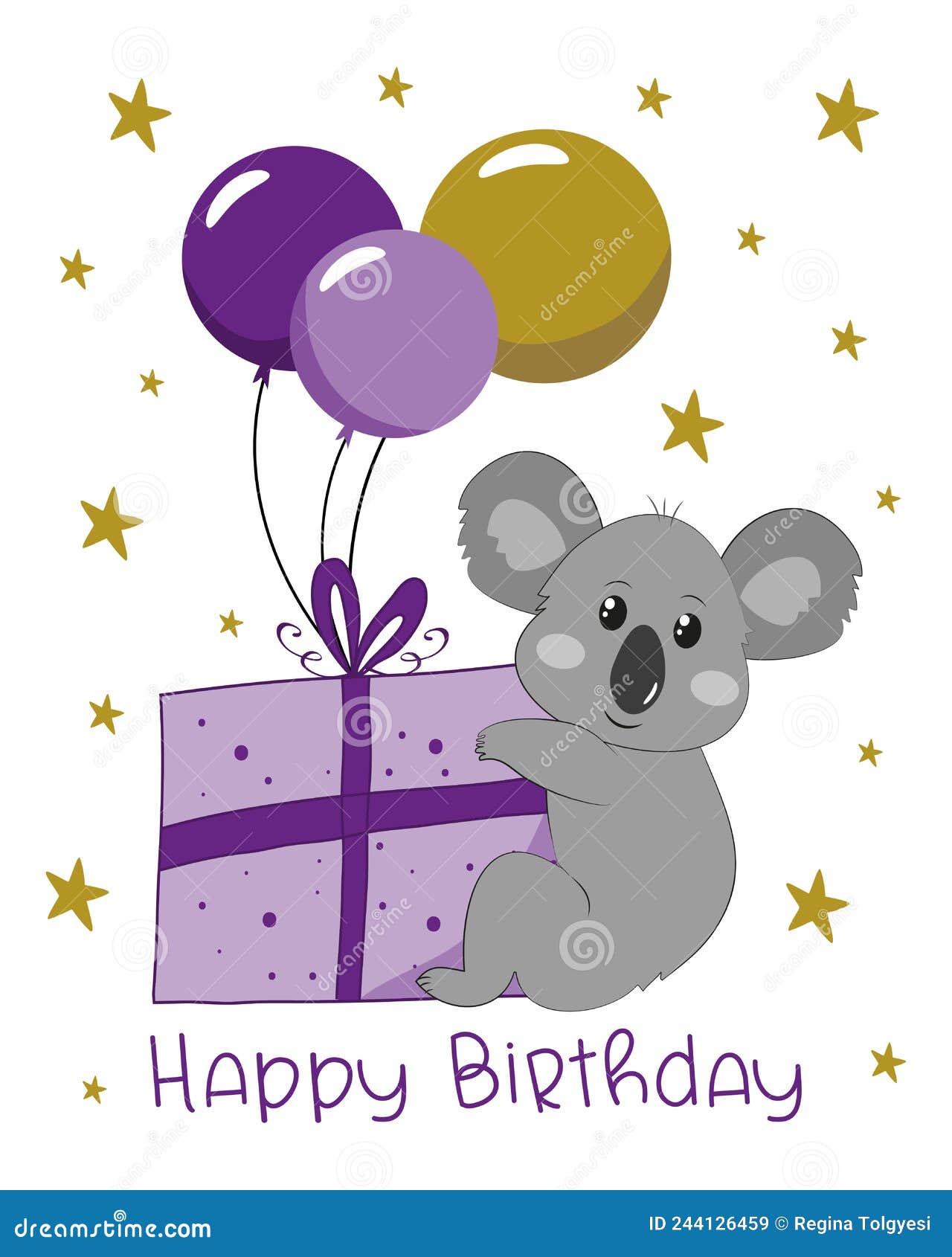 Joyeux Anniversaire Joli Koala Ours Avec Cadeau D'anniversaire Et Ballons.  Illustration de Vecteur - Illustration du drapeau, salutation: 244126459