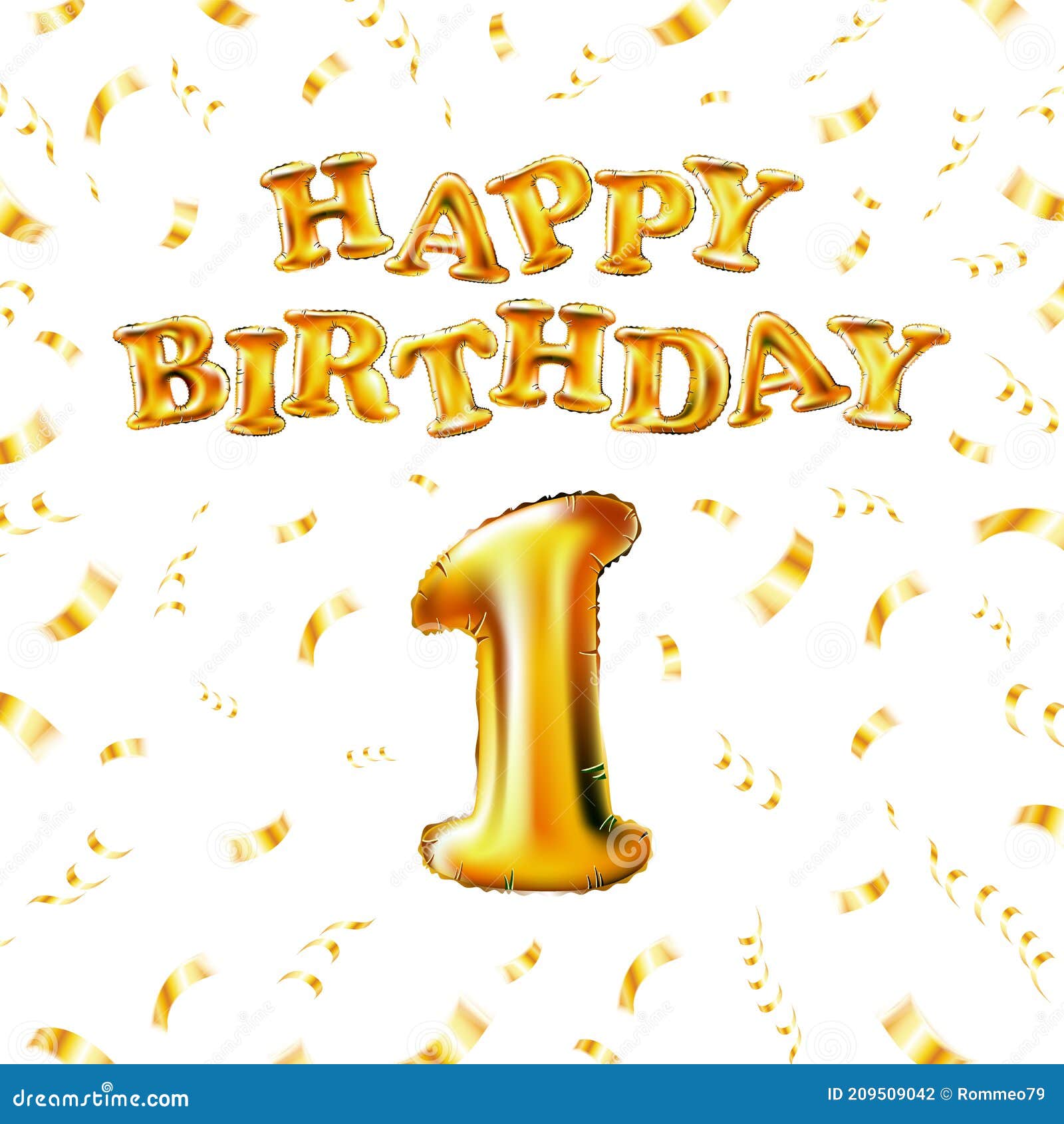 Joyeux Anniversaire 1 Message En Ballon Gonflable Dore Une Lettres Isolees Sur Fond Blanc Joyeux Ballons De Fete D Anniversaire Illustration De Vecteur Illustration Du Element Celebrez