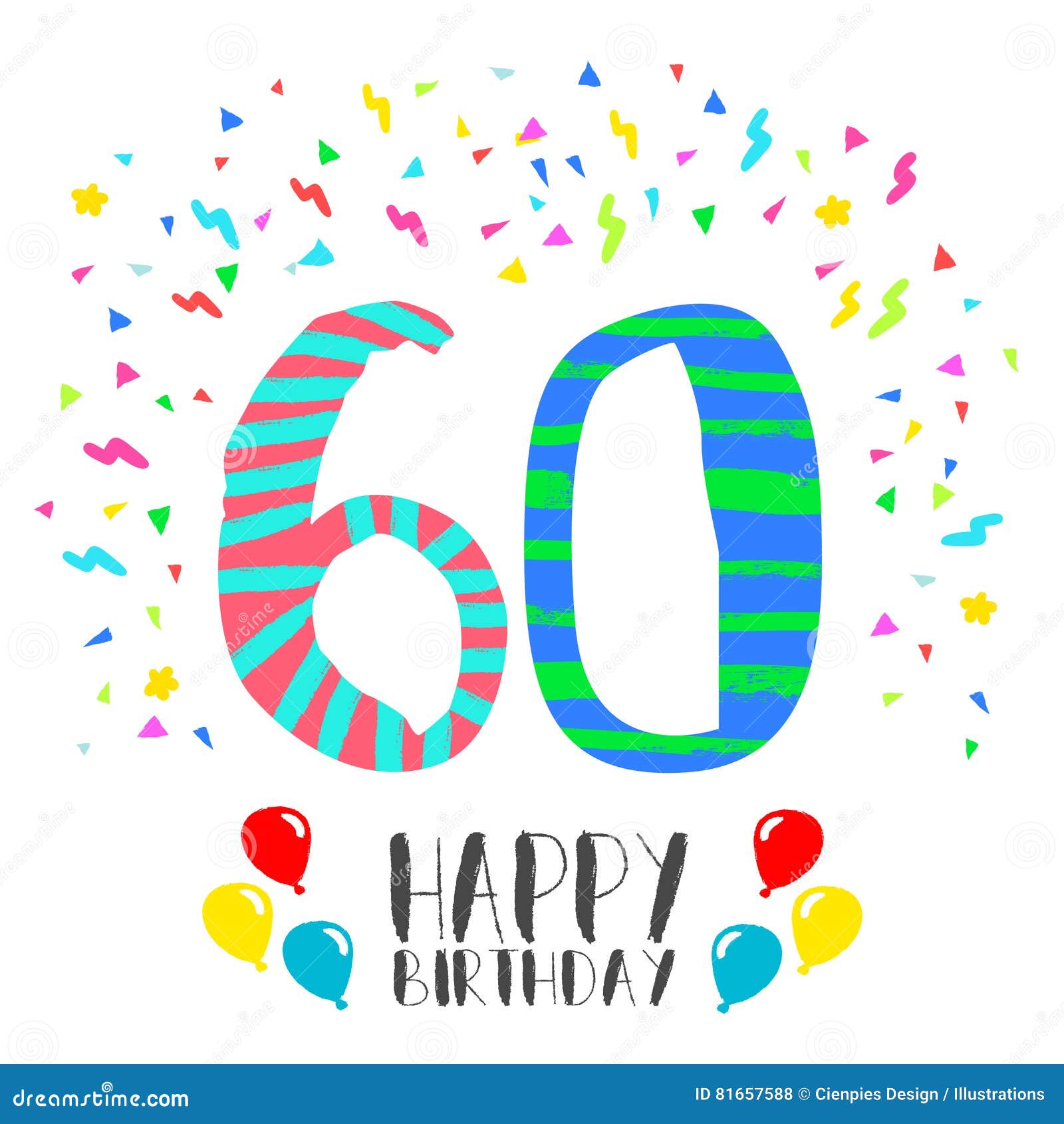 Vecteur Stock Carte JOYEUX ANNIVERSAIRE – 60 ANS