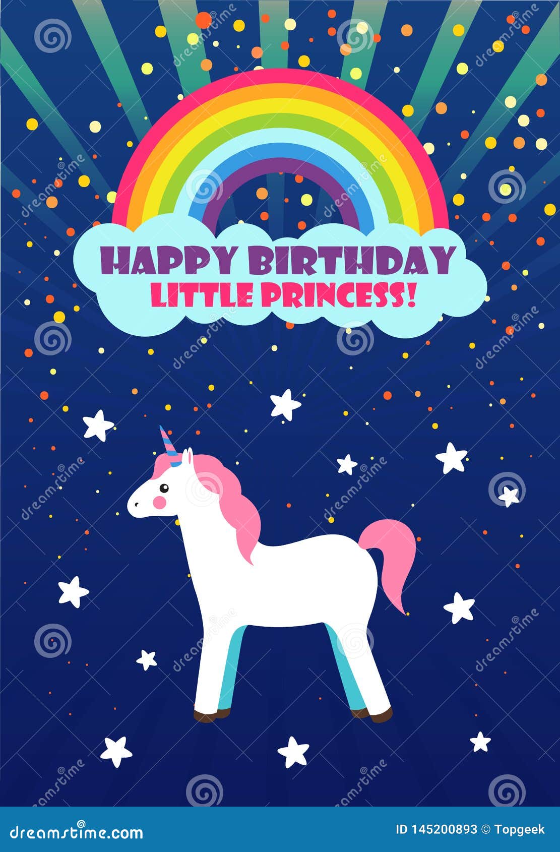 Joyeux Anniversaire Princesse Congratulation Licorne Illustration De Vecteur Illustration Du Drole Animal