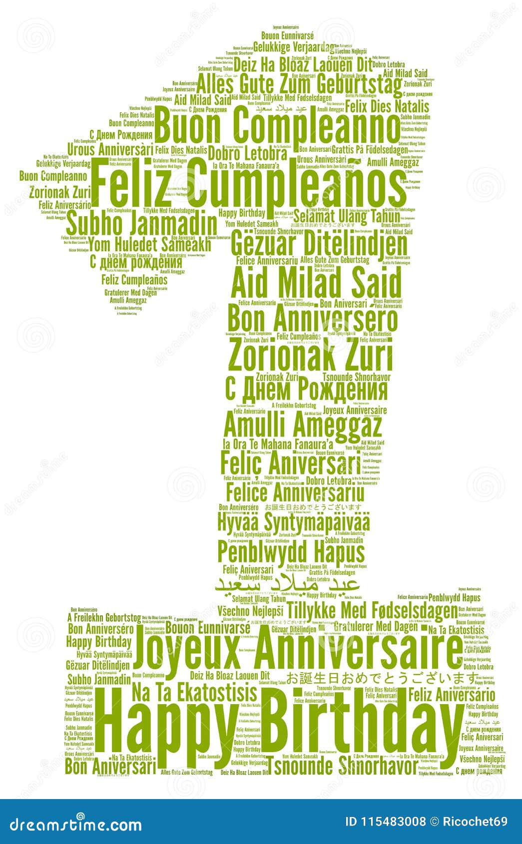 Joyeux Anniversaire Un An Dans Differentes Langues Illustration Stock Illustration Du Italien Salutation