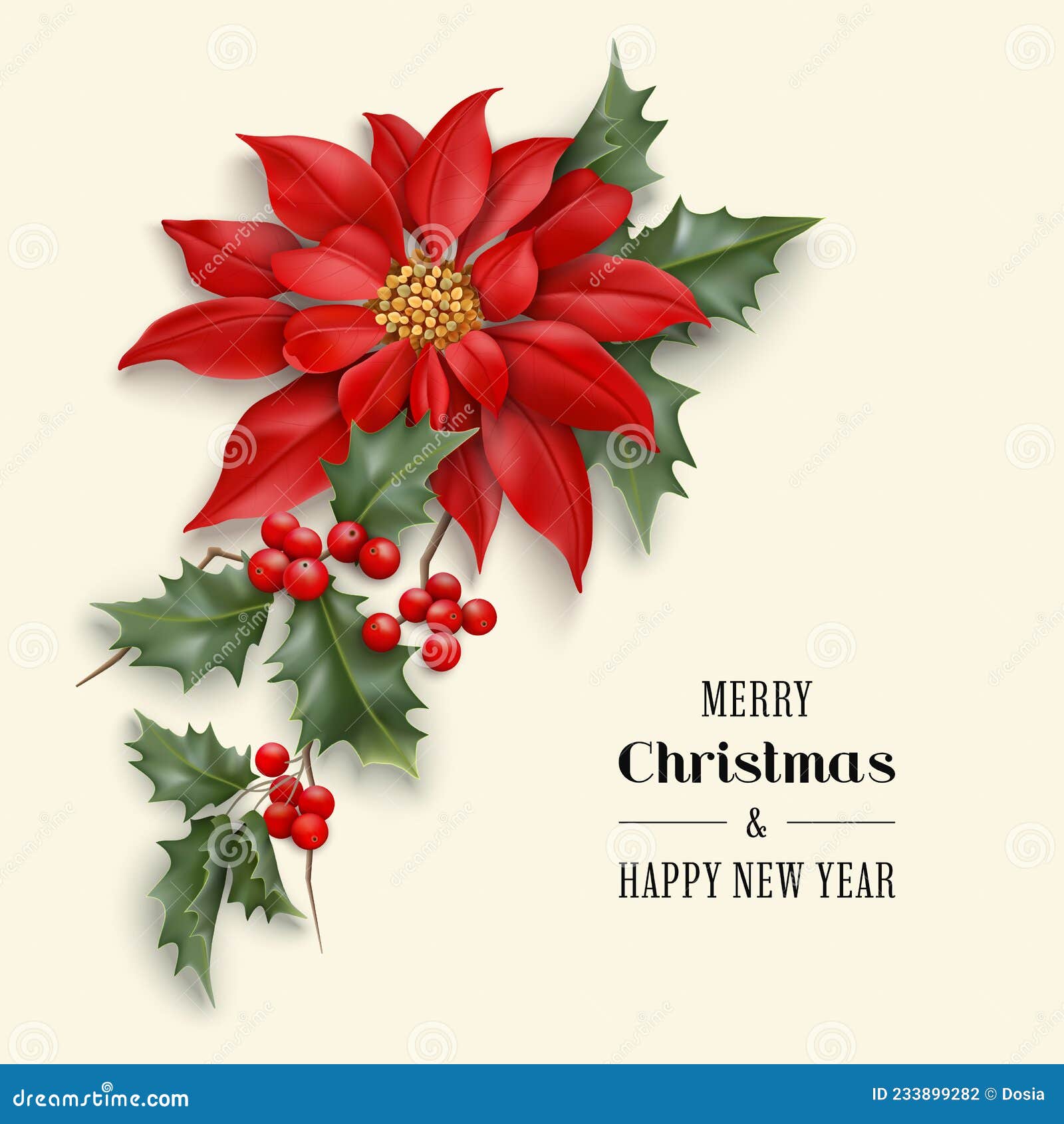 Joyeux Fond De Noël Avec Fleur Et Saint Illustration de Vecteur Illustration du invitation