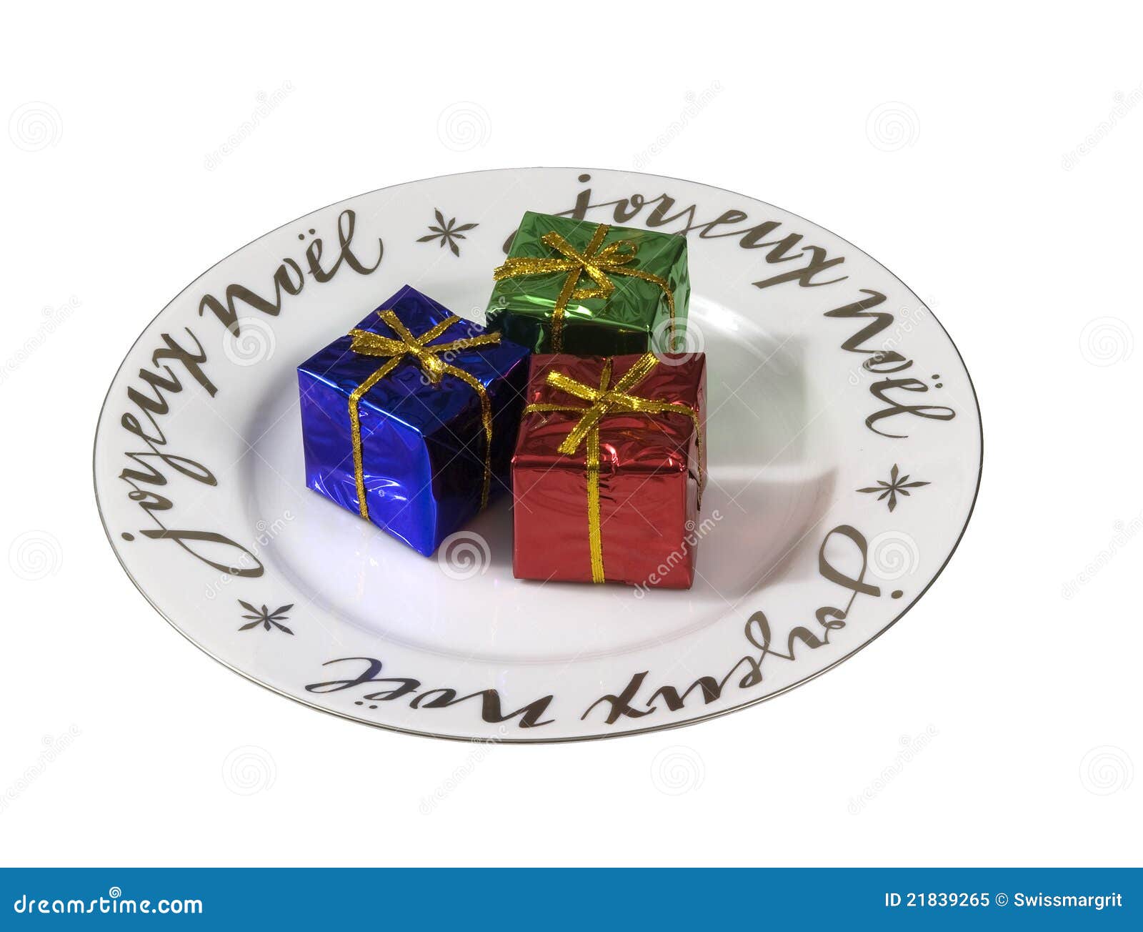 Joyeux Noel Plate with Sparkling Gift Boxes Stock Image Image of love