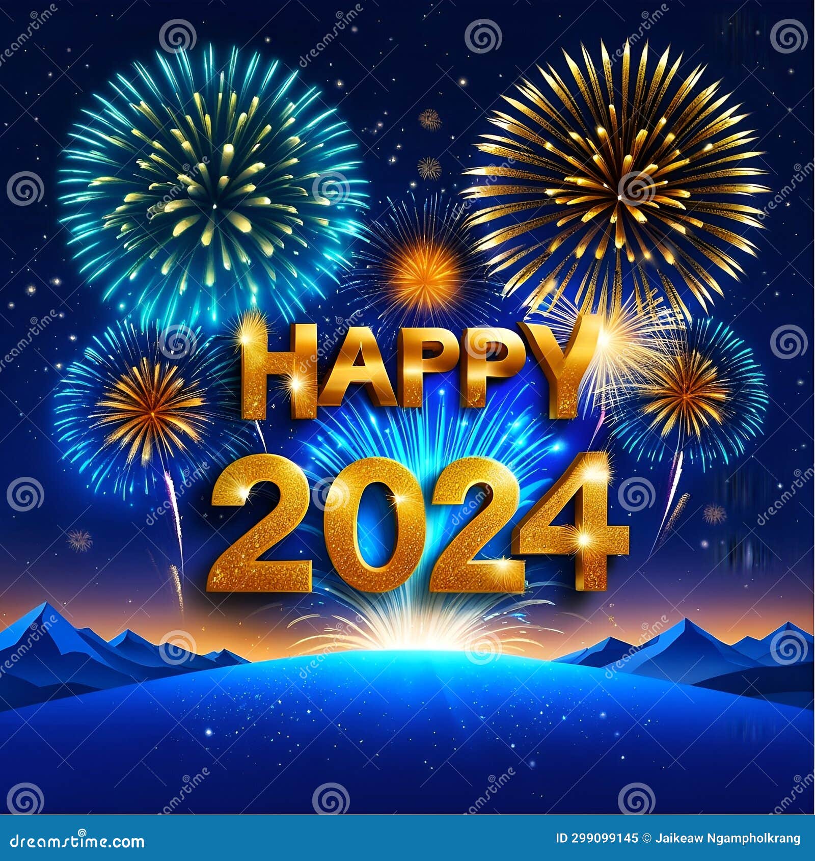 Célébration du Nouvel An 2024. Vœux du Nouvel An avec des feux d