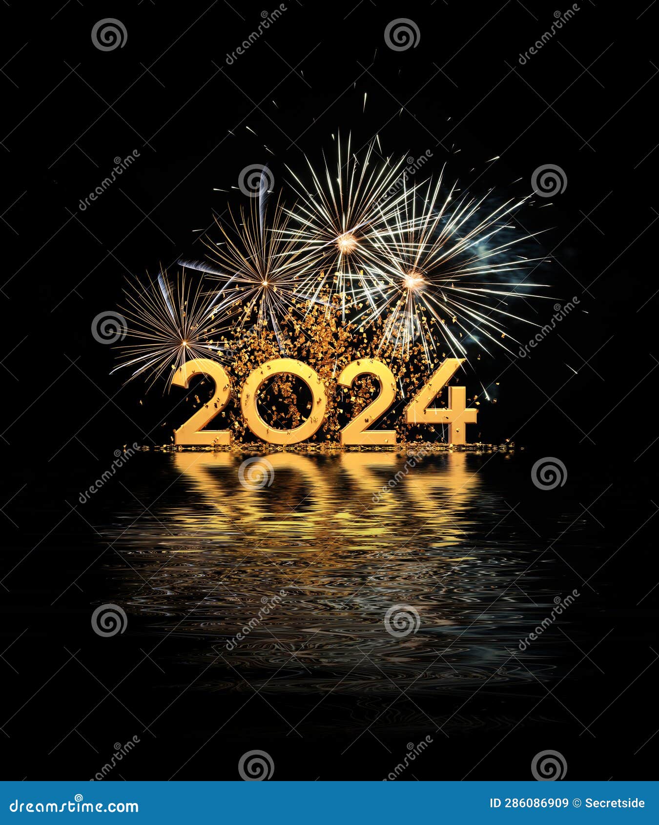 Joyeux Nouvelle Année 2024 Carte De Voeux Avec Confettis Et Feux D